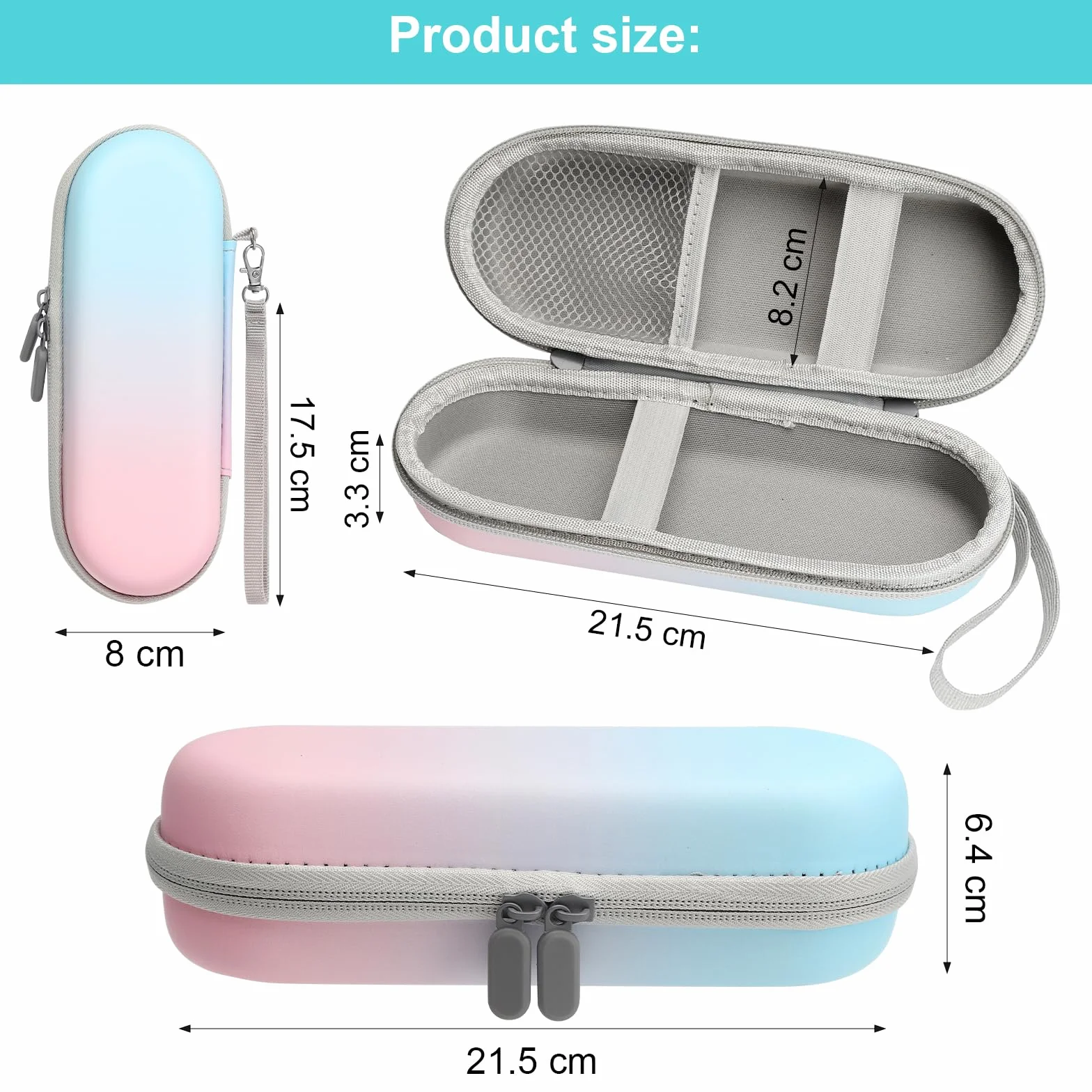 APOMOONS Etui na szczoteczki do zębów w kolorze gradientowym, podróżne, etui na szczoteczkę do zębów z siatką, gumką, przenośne etui na szczoteczki do zębów, etui na szczoteczki do zębów, wodoodporne