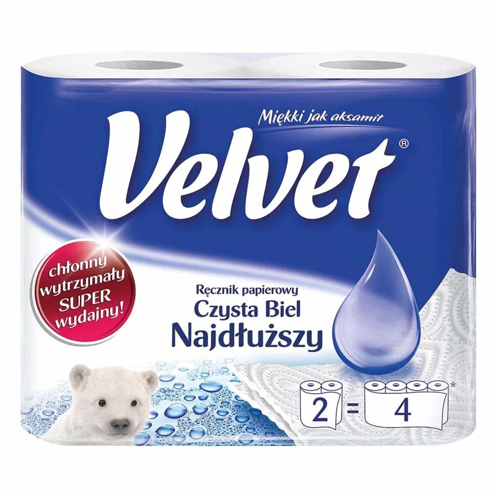 Velvet VELVET-REC_W Ręcznik Papierowy, Biały, 2 Sztuki