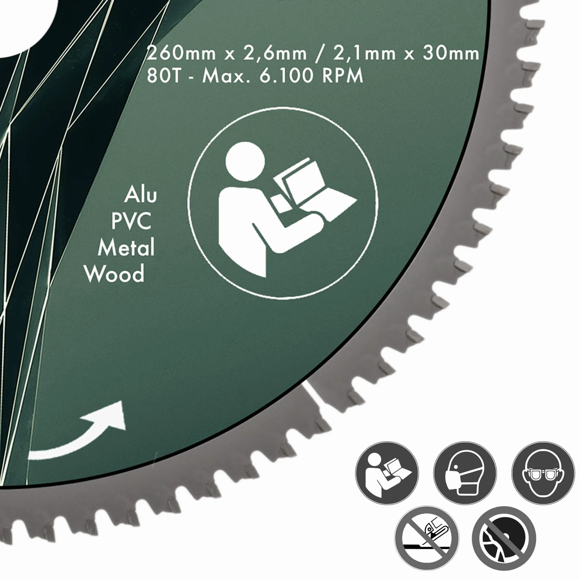 PRODIAMANT Multi brzeszczot do piły 260 x 30 mm brzeszczot z twardego metalu do drewna, aluminium, tworzywa sztucznego i laminatu z zębami HM TCT do piły stołowej, piły ukośnej i tarczowej