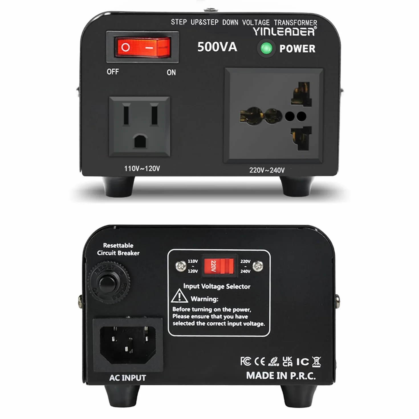 Yinleader Przetwornica napięcia 500 W 230 V 110 V 500 VA