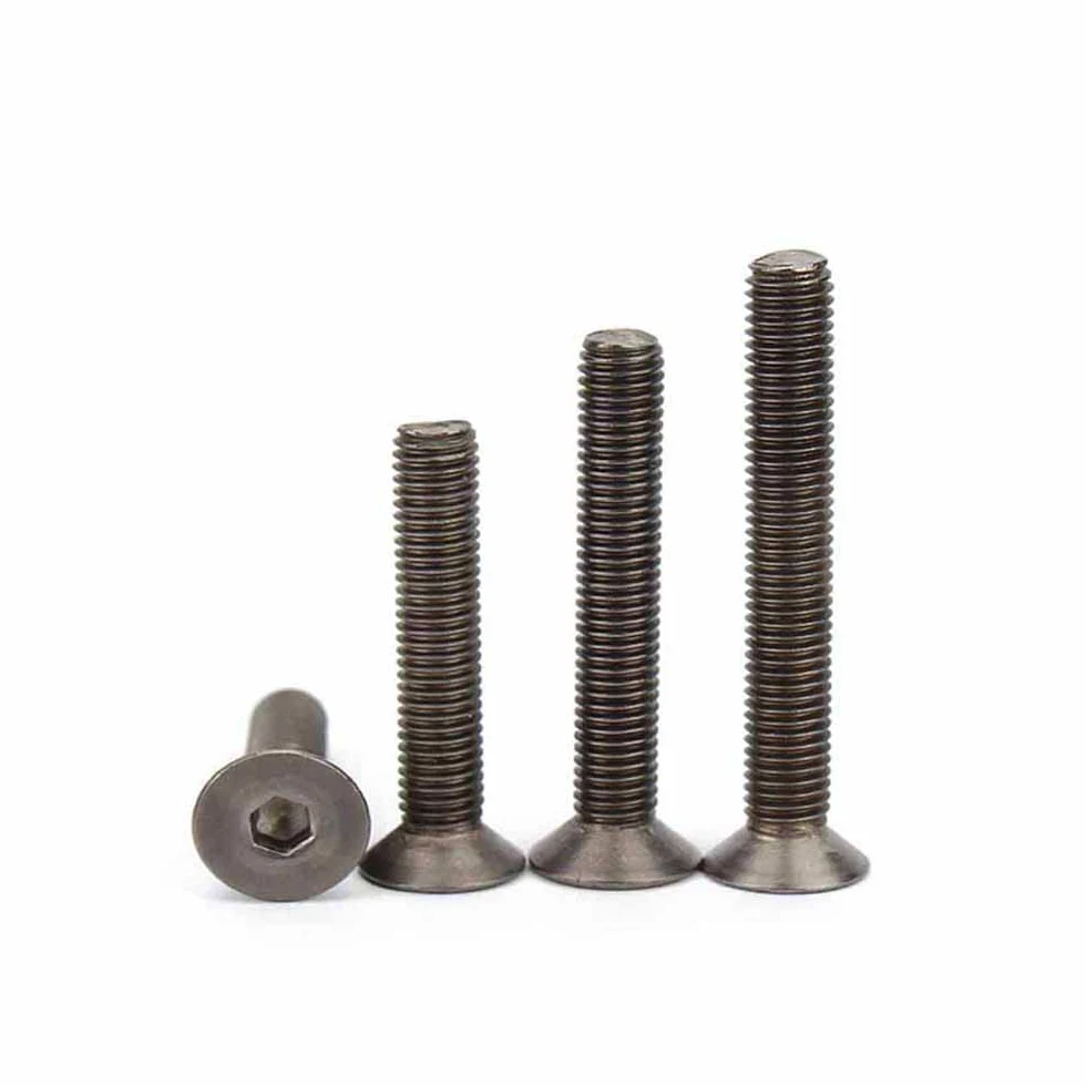 10Pcs Titanium Flat Hex Socket Screw M2 M2.5 M3 M4 M5 M6 M8 TA2 Titanium Gr2 Hexagon Hex Socket Countersunk Allen Bolt Screw(35mm,10pcs M4)