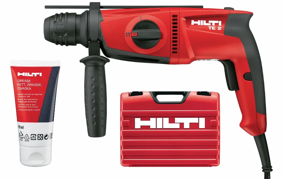 Hilti 228080 Młot udarowo-obrotowy TE 2 230 V (650 W, 1,8 J, SDS Plus, zadania wiertnicze z 2 trybami: z udarem i bez, waga: 2,7 kg, łącznie z walizką)