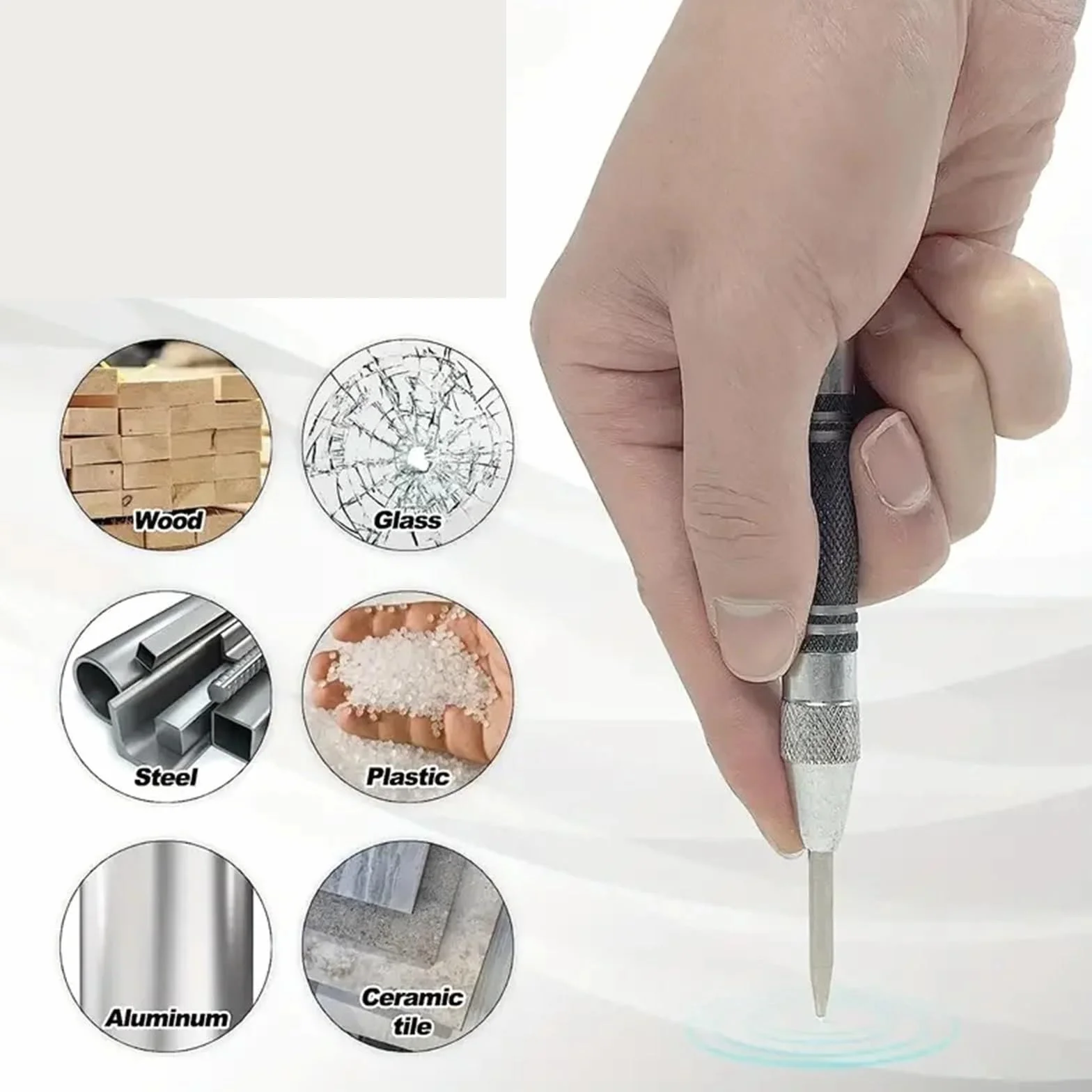 Automatic Center Punch Hole Marker Wood Metal Steel Center Drill Locator Heavy Duty Hole Punch