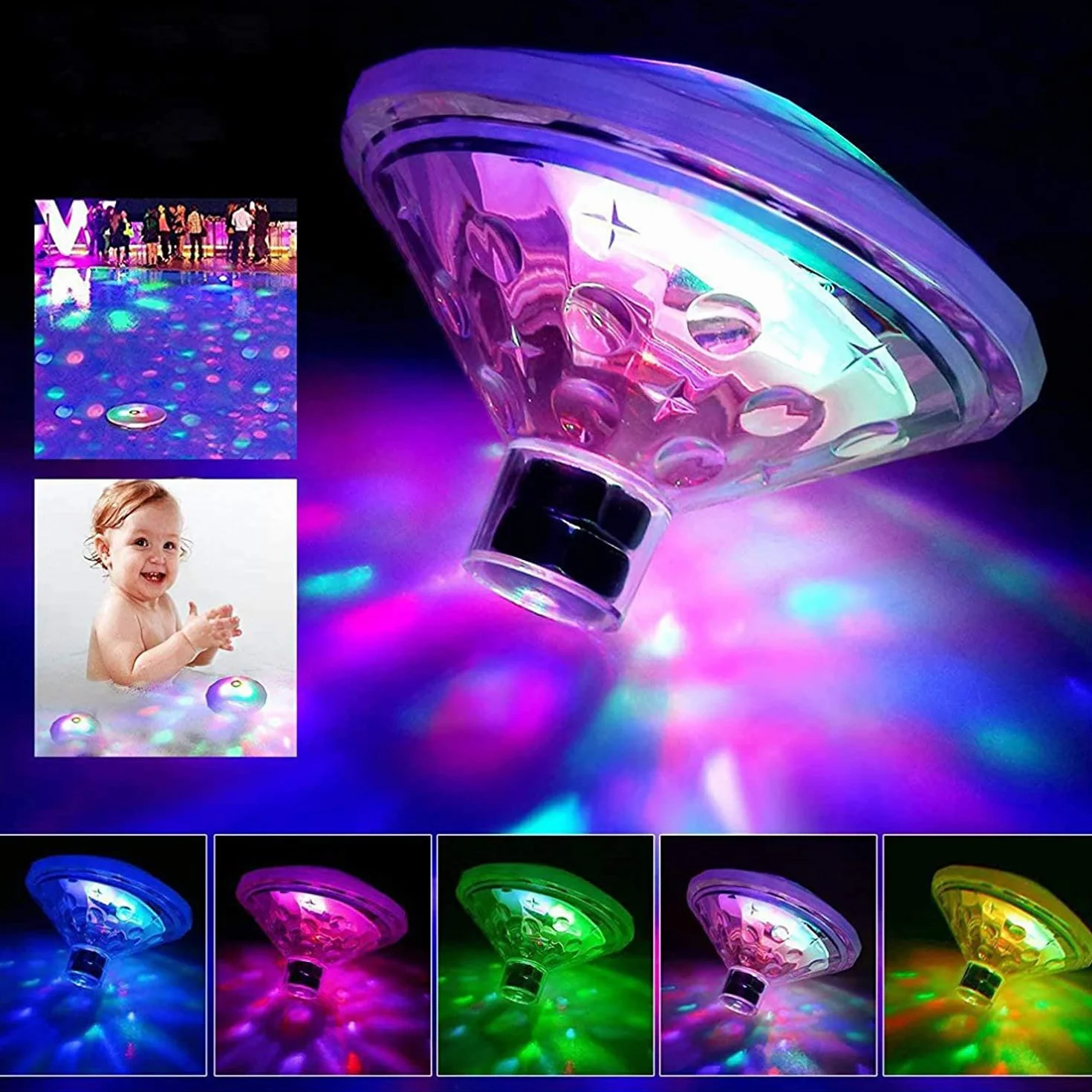 Caxmtu Pływające lampki LED do basenu, wielokrotnie ładowalne, 7 trybów