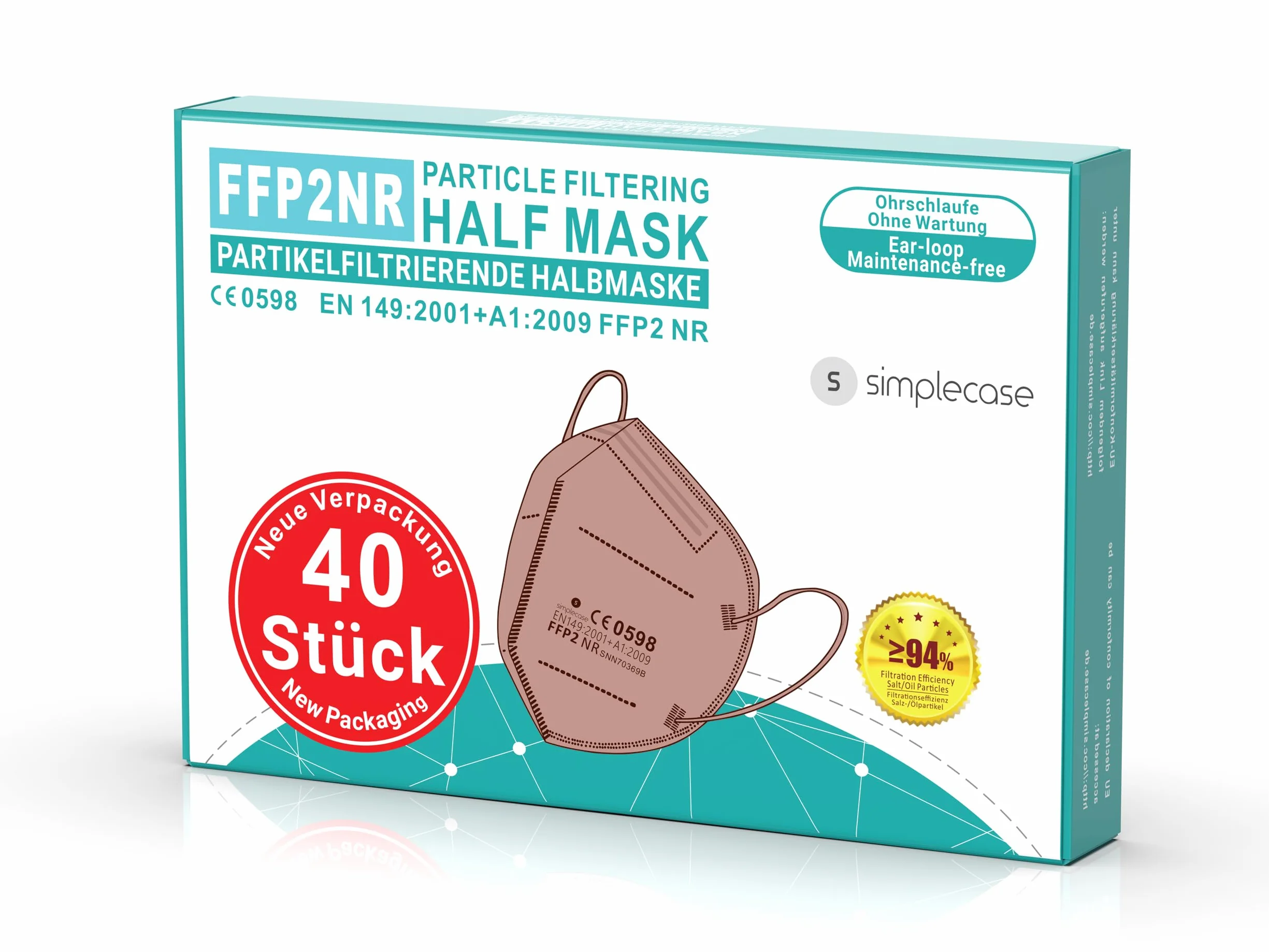 Maska FFP2 40 sztuk CE2834/0598 certyfikat CE
