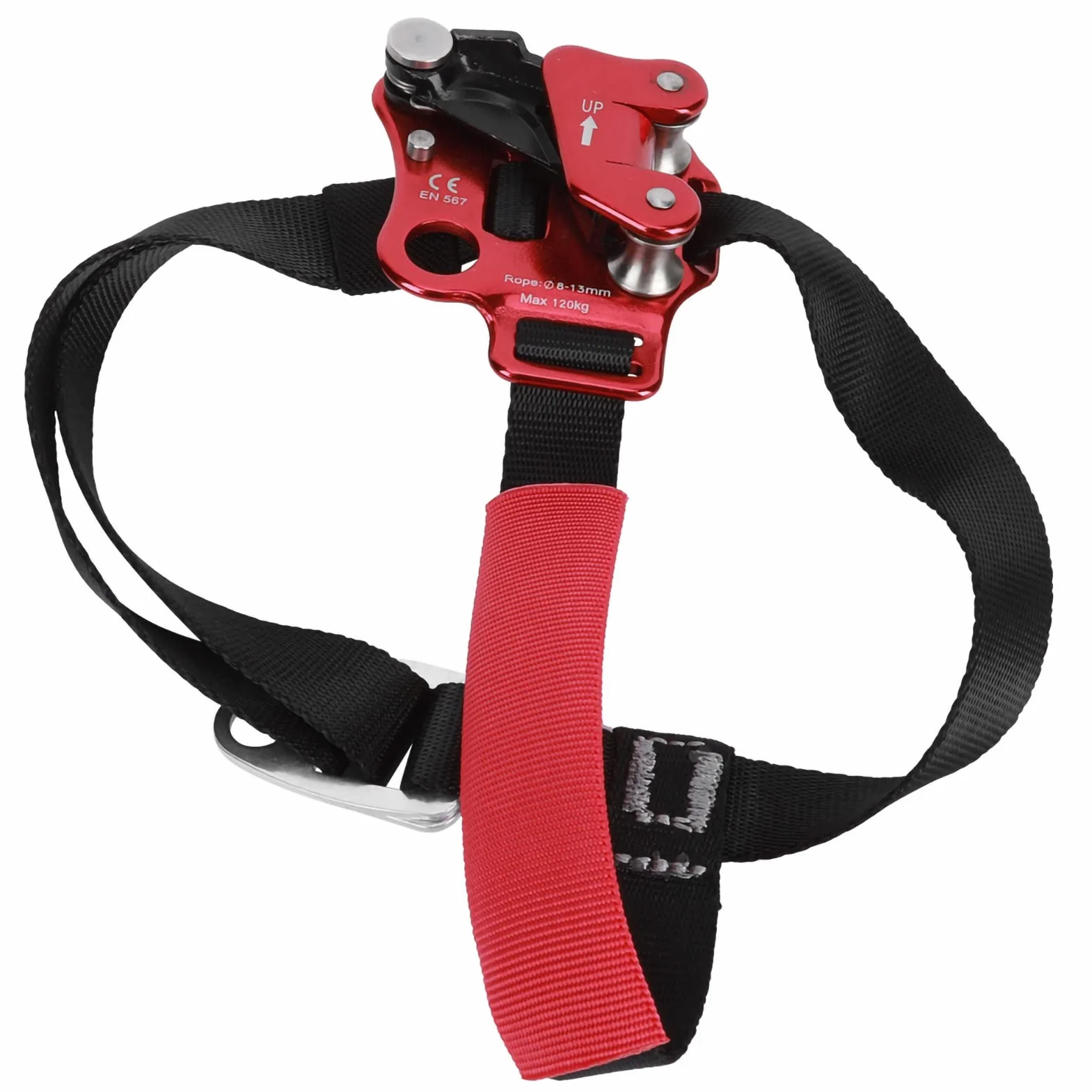 Alpinizm Foot Riser, 7075 Lotnictwo Aluminium Foot Ascender Odporność na korozję dla wspinaczki dla wspinaczy(Urządzenie wznoszące prawą nogę/czerwone),Inne artykuły do sportów ekstremalnych