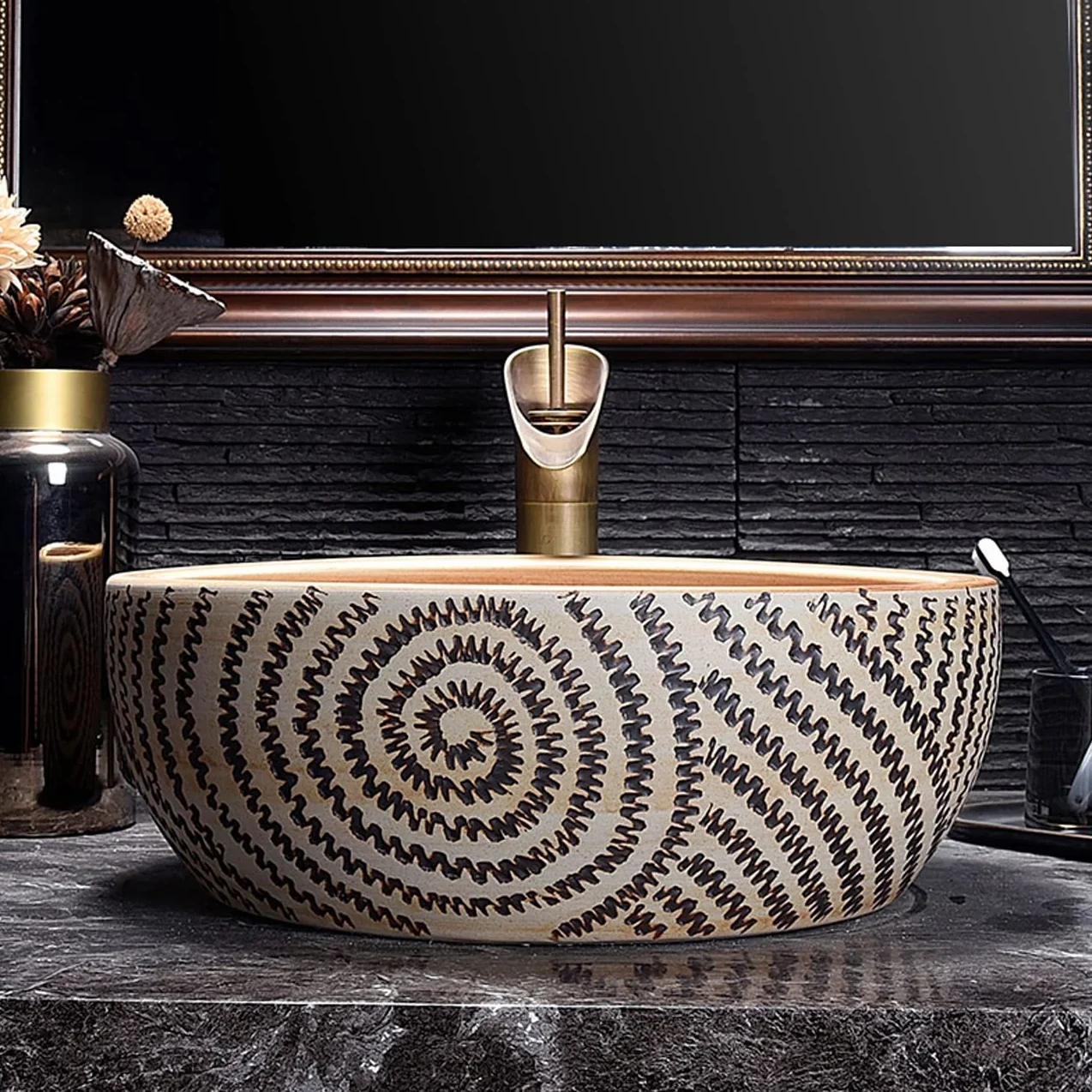 Ceramiczna Umywalka Nablatowa, Minimalistyczna, Artystyczna Umywalka Nablatowa Z Kranem I Odpływem, Jeden Kolor, Jeden Kolor