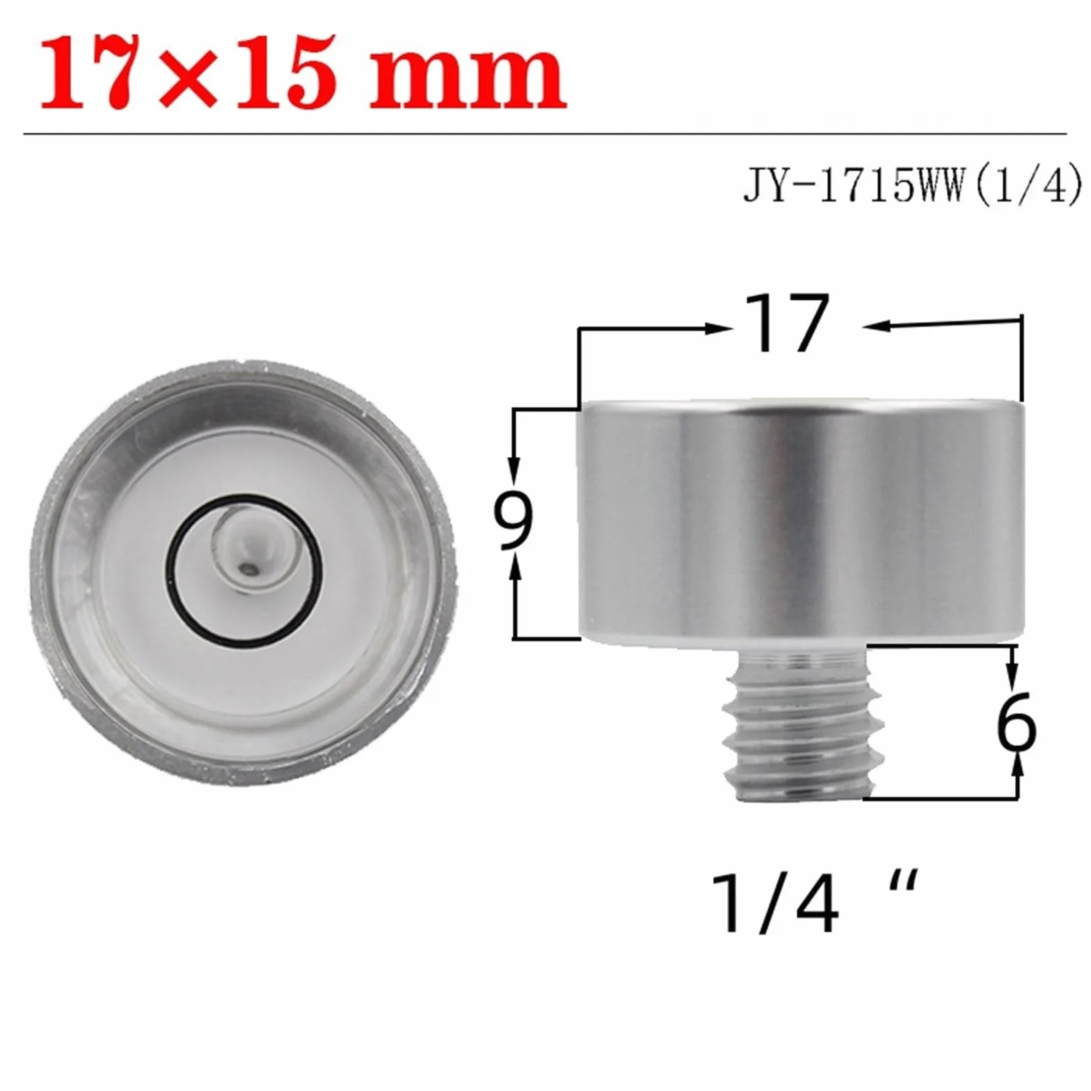 Mini Bullseye poziomica bąbelkowa średnica 13 mm do 30 mm ze śrubą M5 M6 M10 1/4 3/20.3 cm narzędzie poziomujące z trybem zębatym 1 szt. (D17-1-4W)