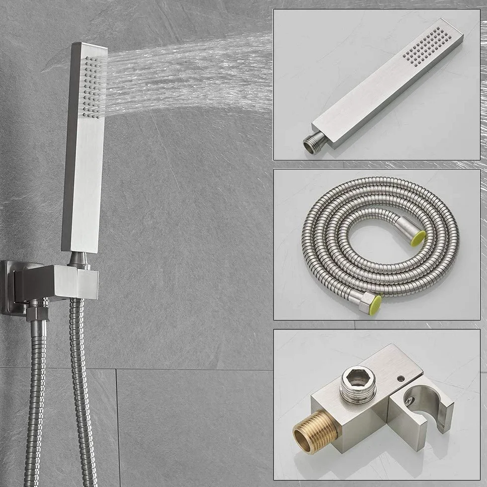 Montaż sufitowy 30 cm ze szczotkowanego niklu System prysznicowy Łazienka Luksusowy Mikser Deszczowy Zestaw Prysznicowy Zestaw Sufitowy System Głowica Prysznicowa Z Opadami Deszczu (Zawiera