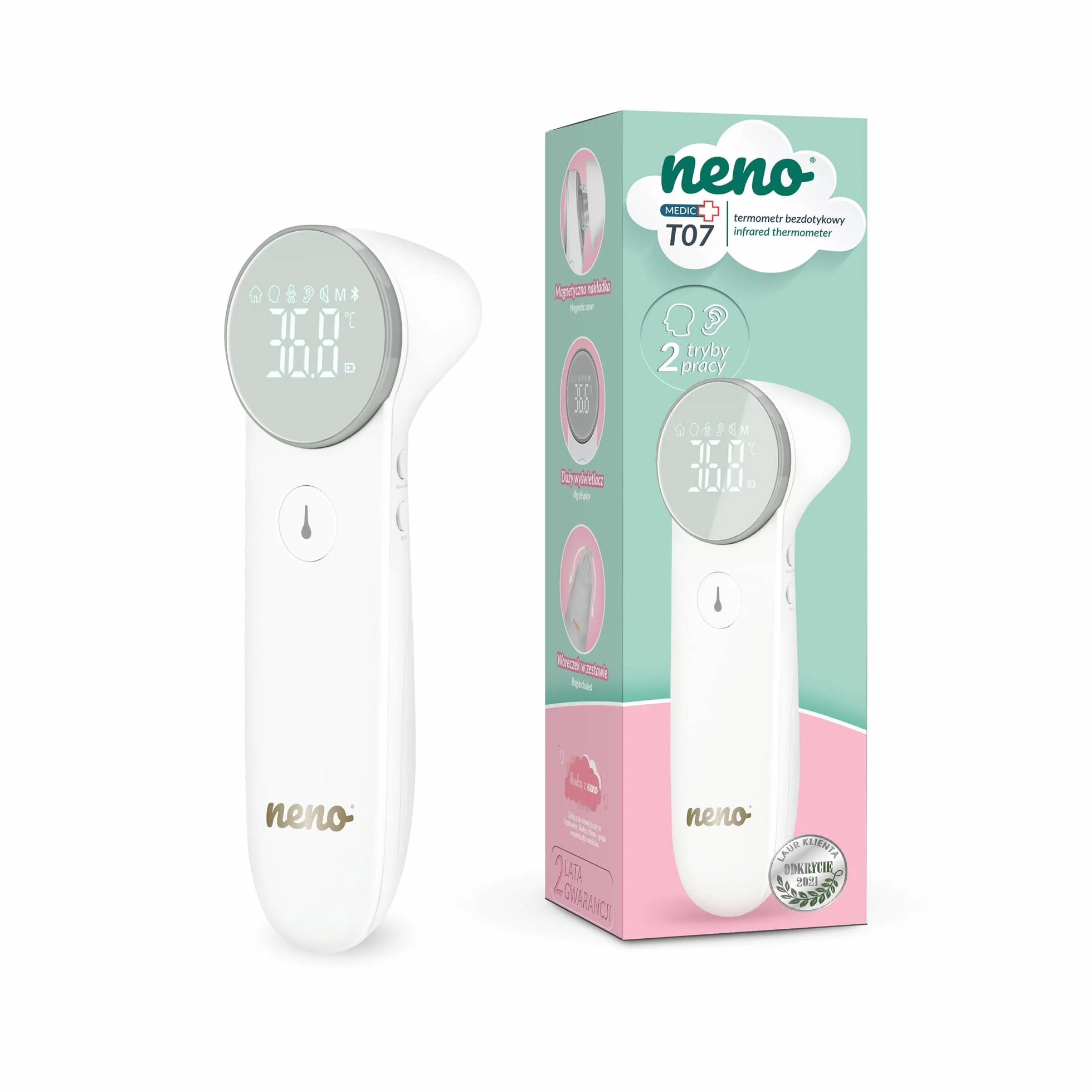 Neno Medic T07 Bezdotykowy Termometr na Podczerwień 2 w 1