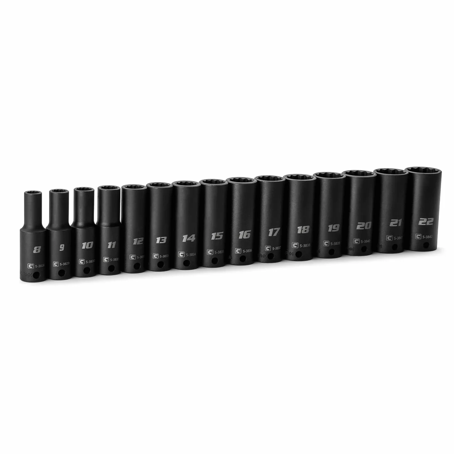 Capri Tools 3/20.3 cm Zestaw nasadek udarowych, 12-punktowy, metryczny, 8 do 22 mm, 15-częściowy
