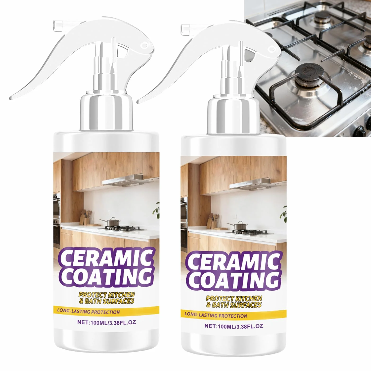 Domowy spray do powlekania ceramicznego do stali nierdzewnej i twardych powierzchni, hydrofobowa ochrona do kuchni i wanny, odpycha plamy i wodę, środek czyszczący i uszczelniacz do urządzeń i blatów