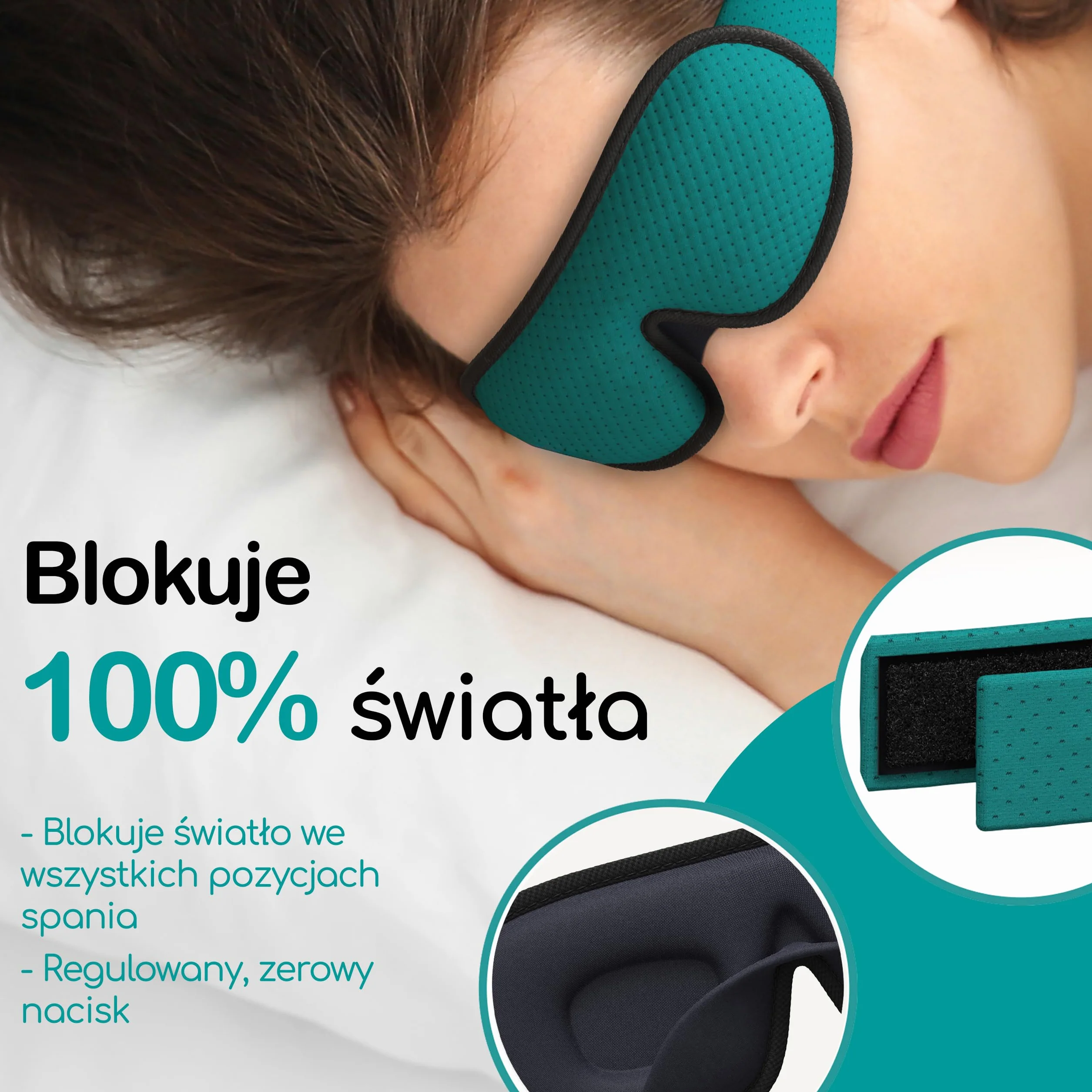 Medi Grade Maska na Oczy na Sen 1 szt – 100% Zaciemnienia Opaska 3D Oddychająca Siatkowa z Elastycznym Paskiem, Zatyczki do Uszu, Torba