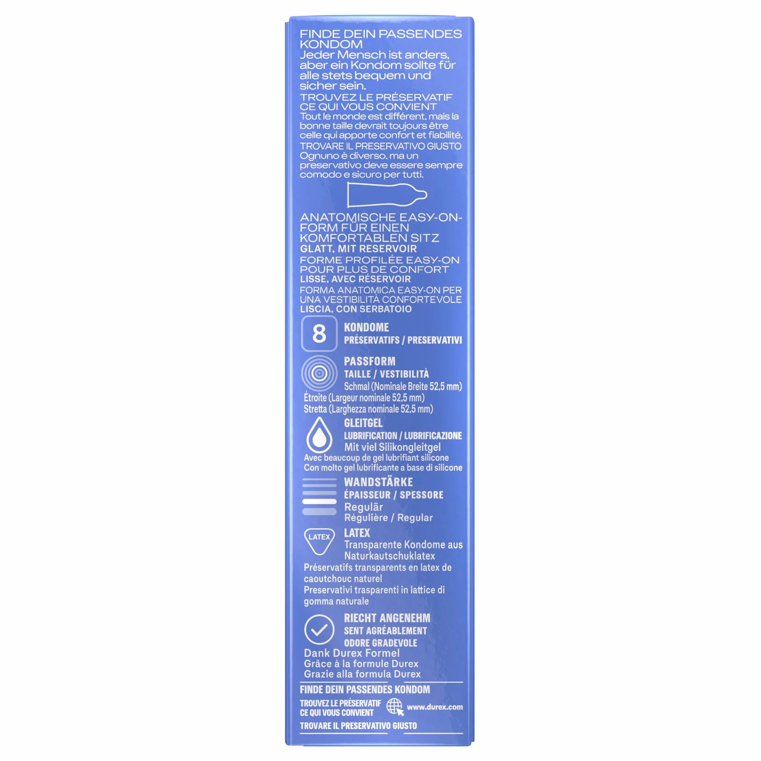 Durex Love prezerwatywy Easy On anatomiczne z żelem silikonowym 8 sztuk