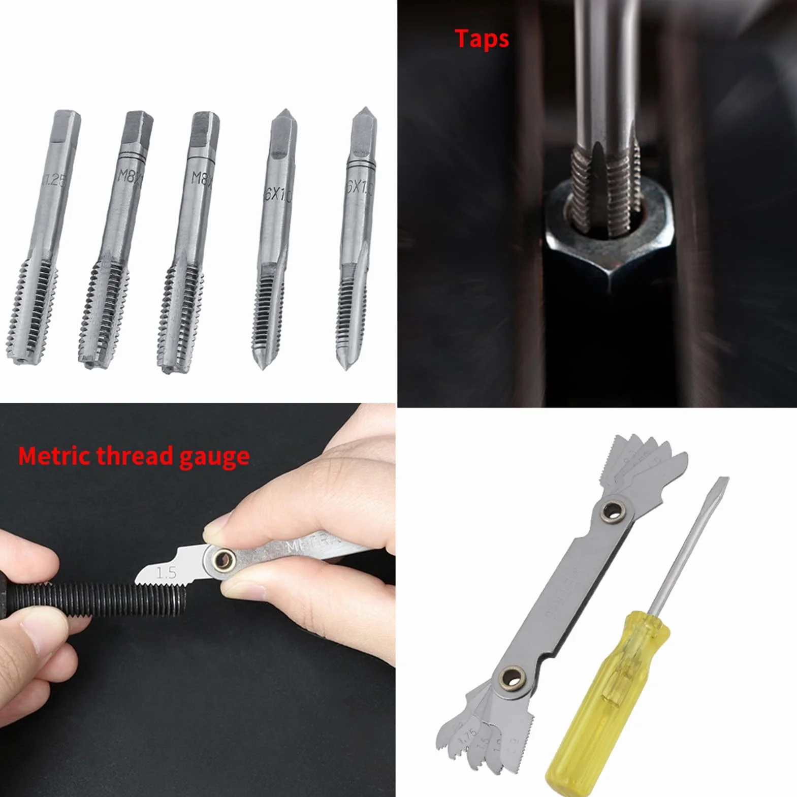 Tap and Die Set, Zestaw dotknij, M3, M4, M5, M6, M7, M8, M10, M12 Set i zestaw matrycy, zestawy naprawy wątków do gwintowania oraz rethreading wewnętrzne i zewnętrzne, 32 pCS