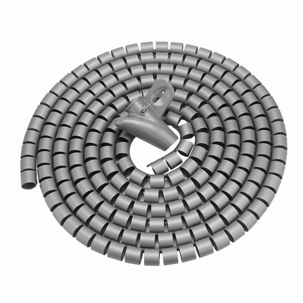 Wąż kablowy ze środkiem do ciągnięcia, dostępne w wielu kolorach i rozmiarach, elastyczny, trwały spiralny organizer do kabli organizator kabli (srebrny 3,0 m * 16 mm)