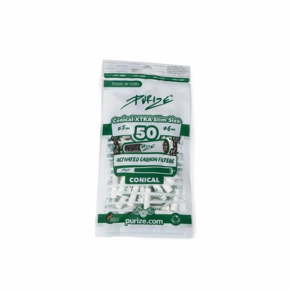 PURIZE® Worek z filtrem z węglem aktywnym | 50 Conical XTRA Slim Size