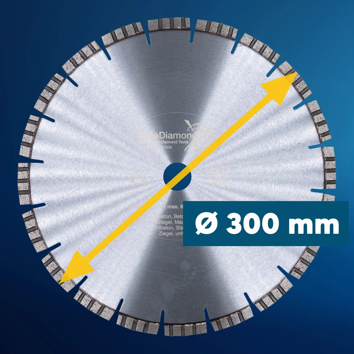 EDW Profesjonalna diamentowa tarcza do cięcia 300 mm x 25,4 mm Turbo SuperCUT, uniwersalna diamentowa tarcza do cięcia betonu, żelbetu, granitu, muru
