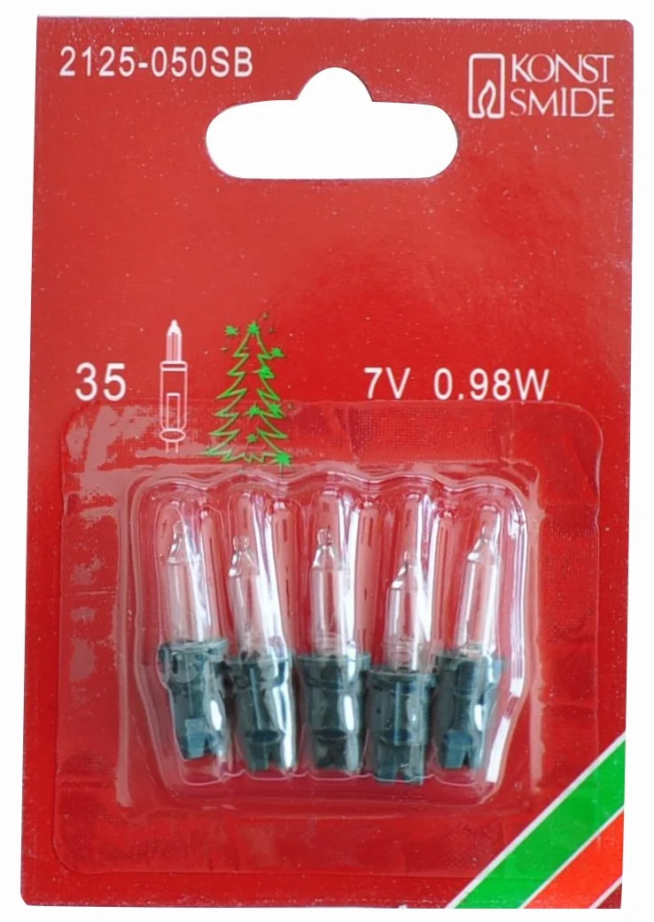 Konstsmide 2125-050SB żarówka zapasowa/do mini łańcuchów świetlnych / 7 V, 0,98 W / 5 sztuk w blistrze/oprawa wtykowa, zielona