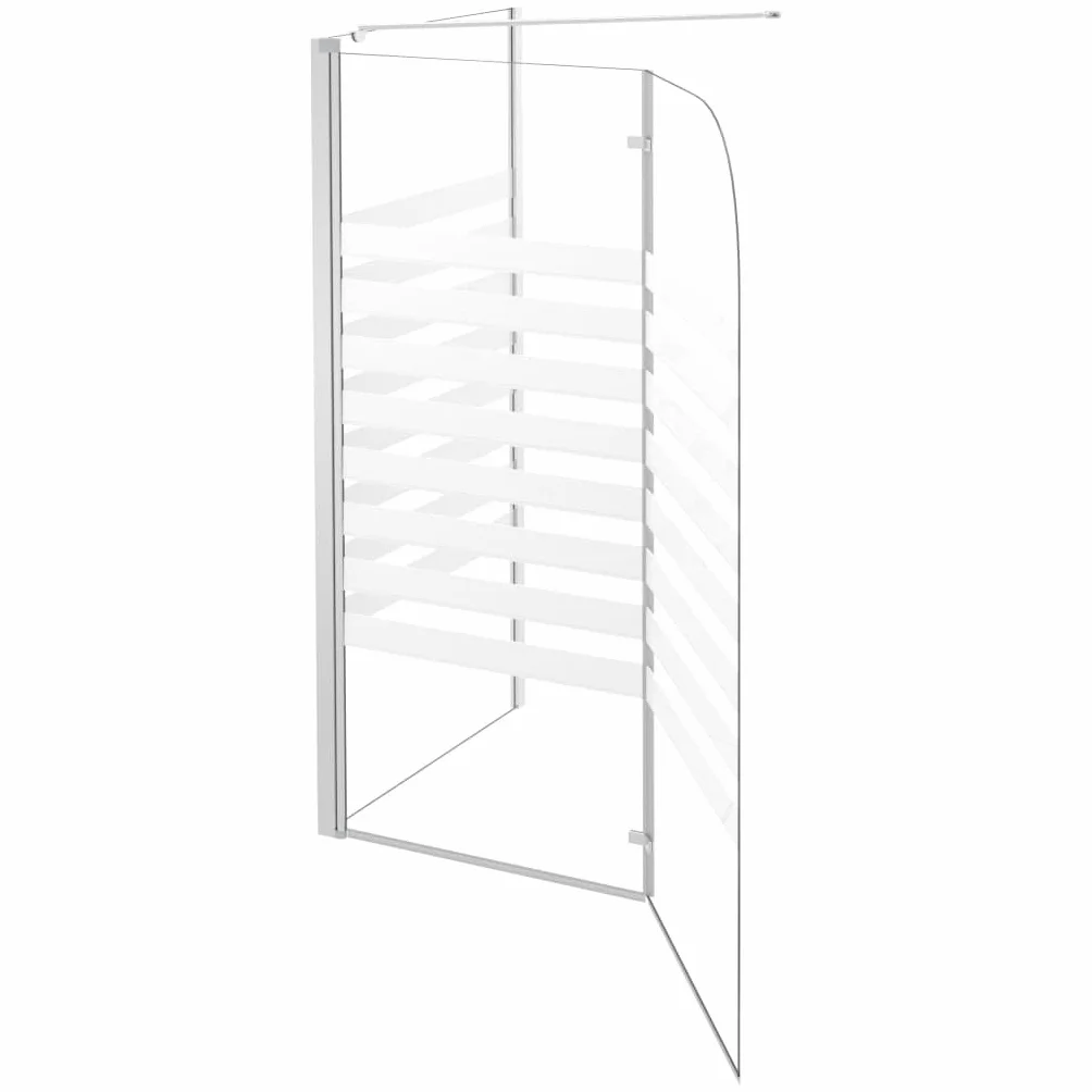 Kabina prysznicowa 120 x 68 x 130 cm szkło hartowane w paski, składana ścianka wanny z hartowanego szkła z profilami aluminiowymi, składana konstrukcja zapewnia łatwy dostęp, w zestawie podpórka