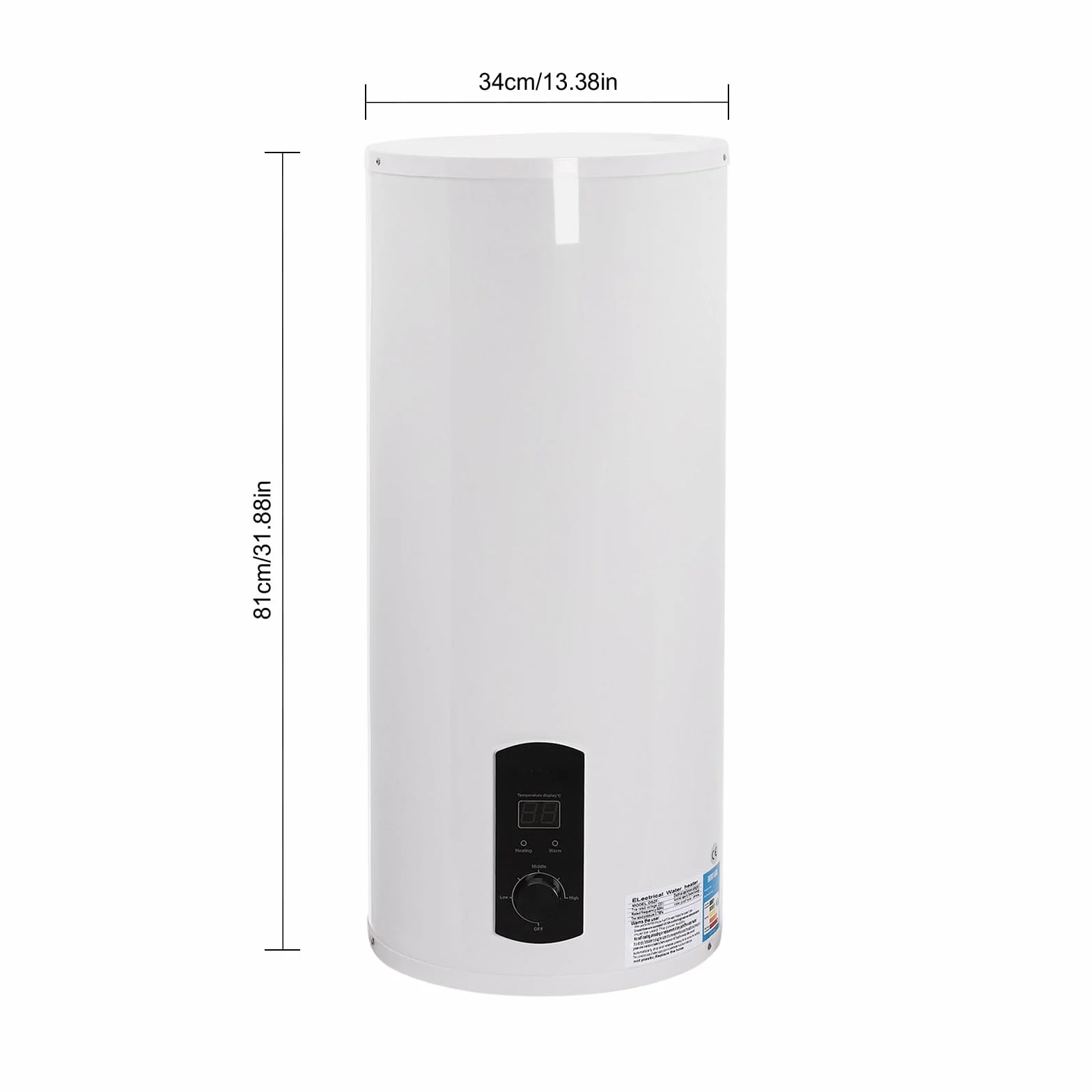 Zbiornik ciepłej wody Boiler 50L/80L/100L/120L, energooszczędny 2000 W, pionowy podgrzewacz wody, montowany na ścianie, maks. 75°C, z zabezpieczeniem przed wyciekiem, wtyczka G1/2 (100 l)