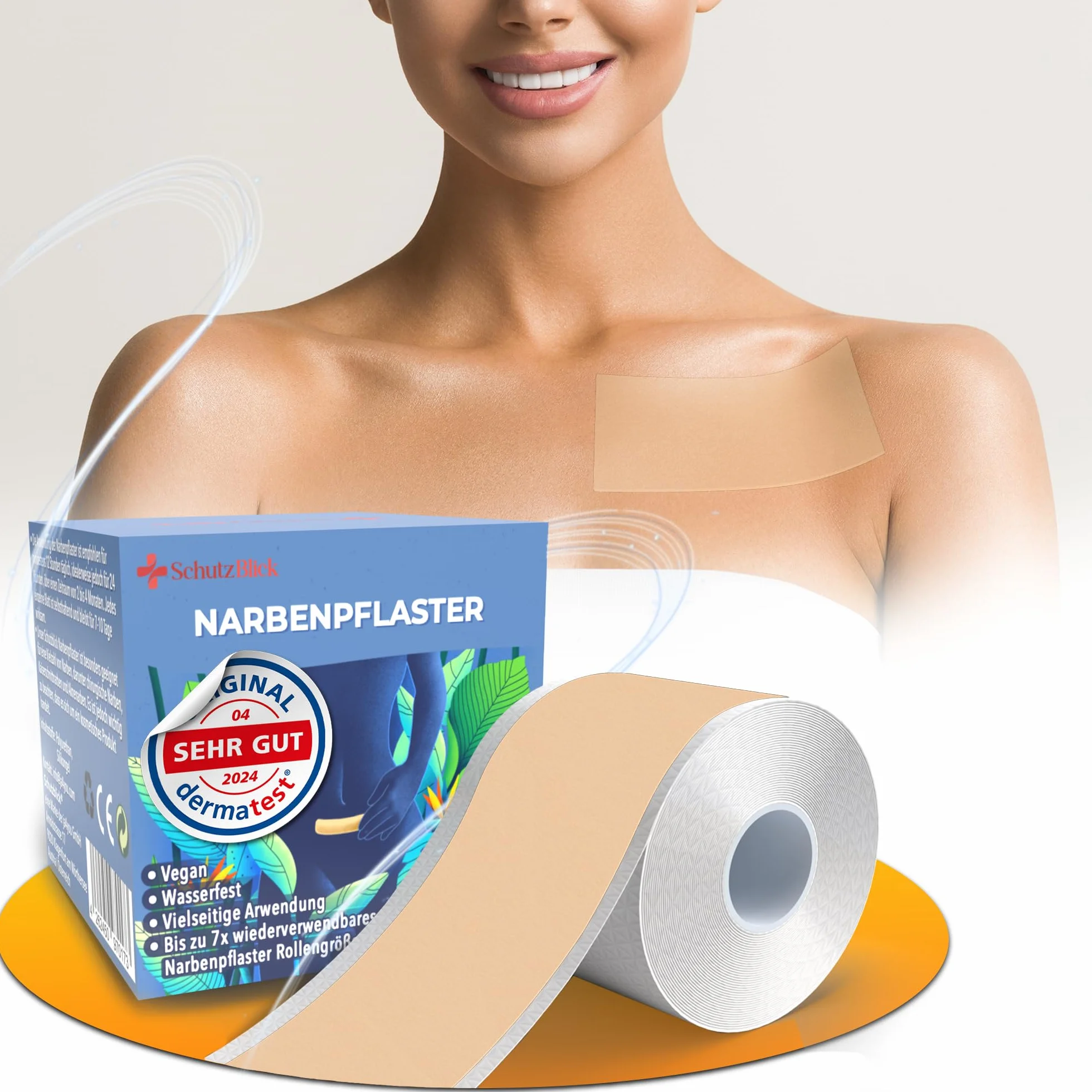 Plaster na blizny premium – silikonowy plaster na blizny, 4 x 300 cm, do pielęgnacji blizn w sekcji C, operacji, oparzeń, keloidów, trądziku, bez leków
