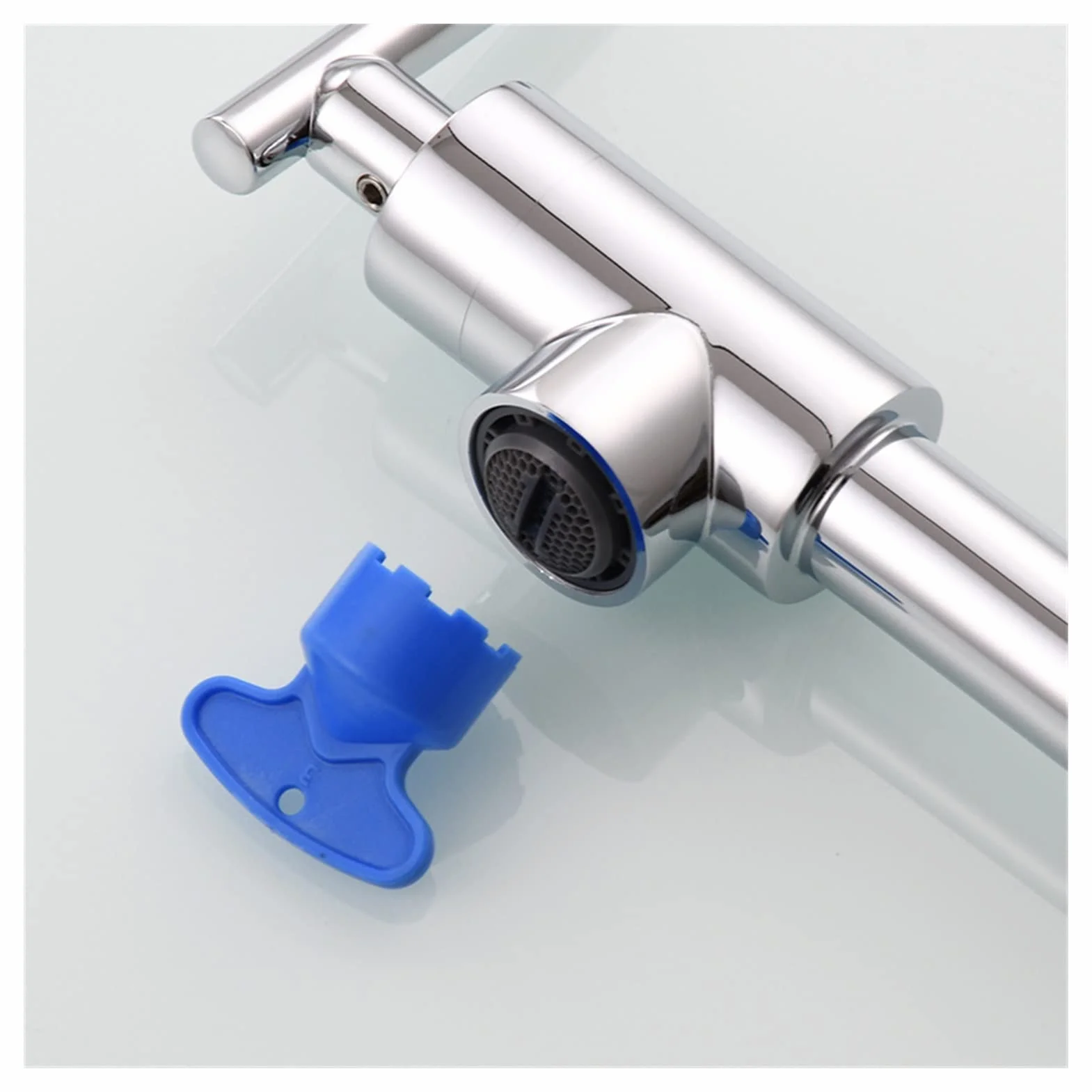 Elastyczny kran Obrotowy, Wall Single Cold Faucet Kitchen Folding Łazienka Vrity Double Switch Rotary Pralnia(Nero)