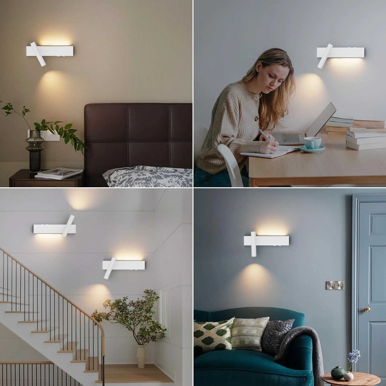 Klighten Lampa ścienna LED 2-punktowa 3W+3W 3000K obracana 330° regulowana 60° aluminium ciepła biel