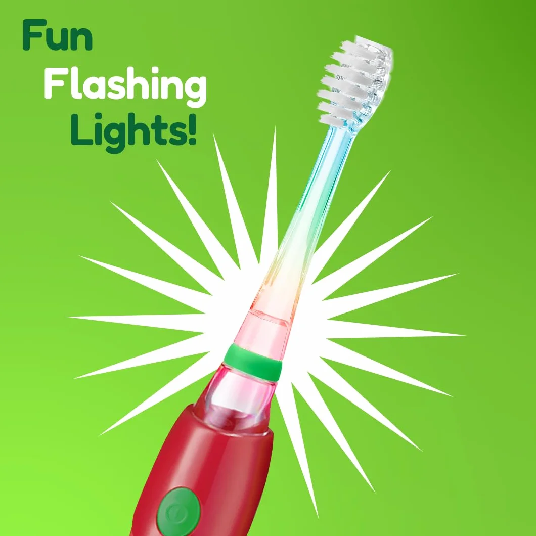 Brush-Baby KidzSonic elektryczna szczoteczka do zębów dla dzieci w wieku 3+ lat – włosie DeepClean, przyssawka – zabawne wzornictwo z migającymi lampkami dyskotekowymi – z 2 zapasowymi głowicami i 1