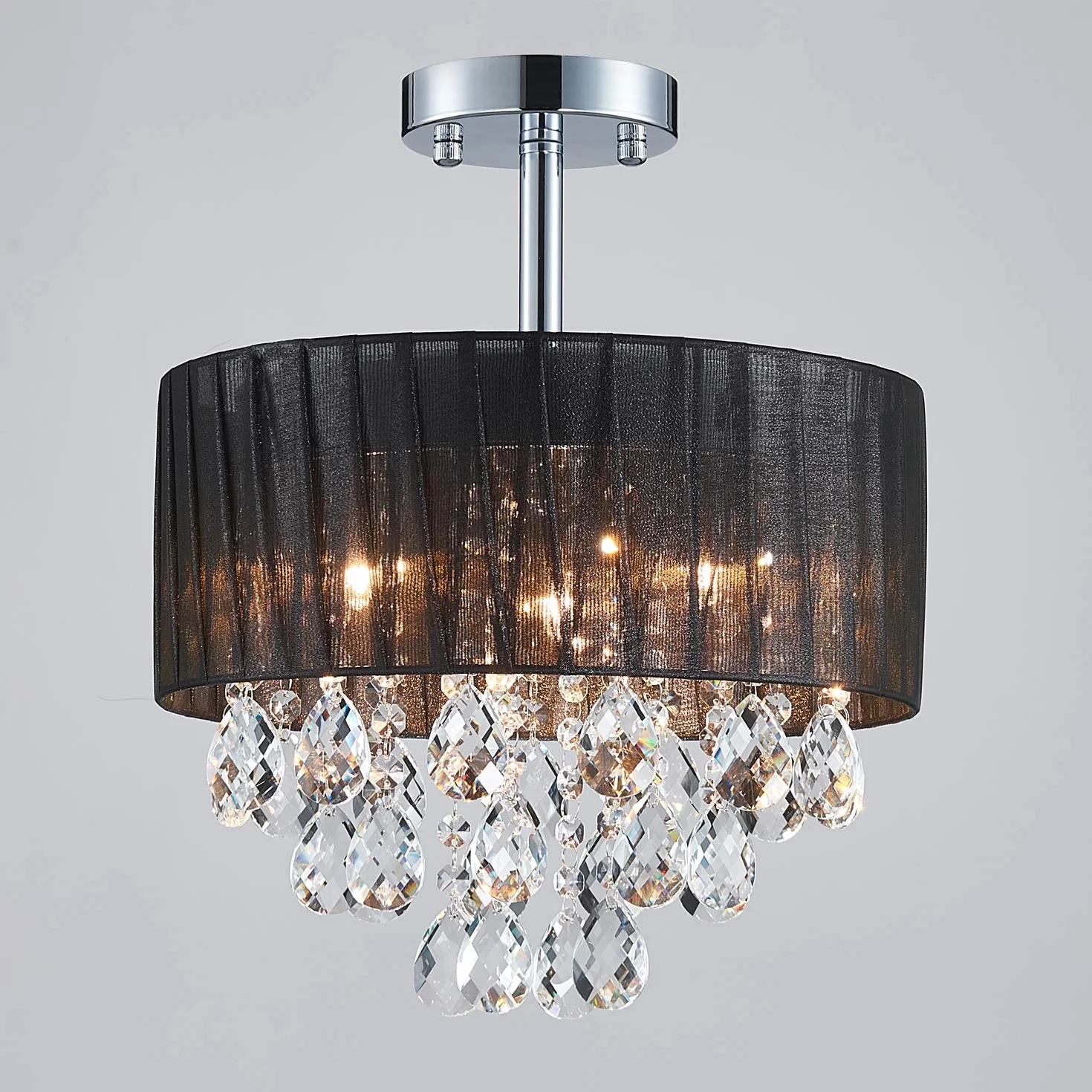 Saint Mossi 33 cm chromowany nowoczesny kryształowy żyrandol K9 oświetlenie LED 3-światło sufitowe oprawa oświetleniowa lampa wisząca do jadalni łazienki kropla deszczu oprawa oświetleniowa