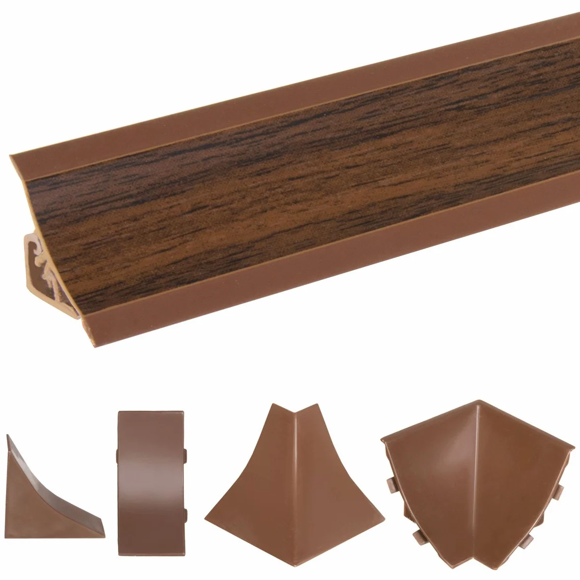 HOLZBRINK Łącznik do listwy przyblatowej do blatu kuchennego ciemny orzech PVC 23x23 mm