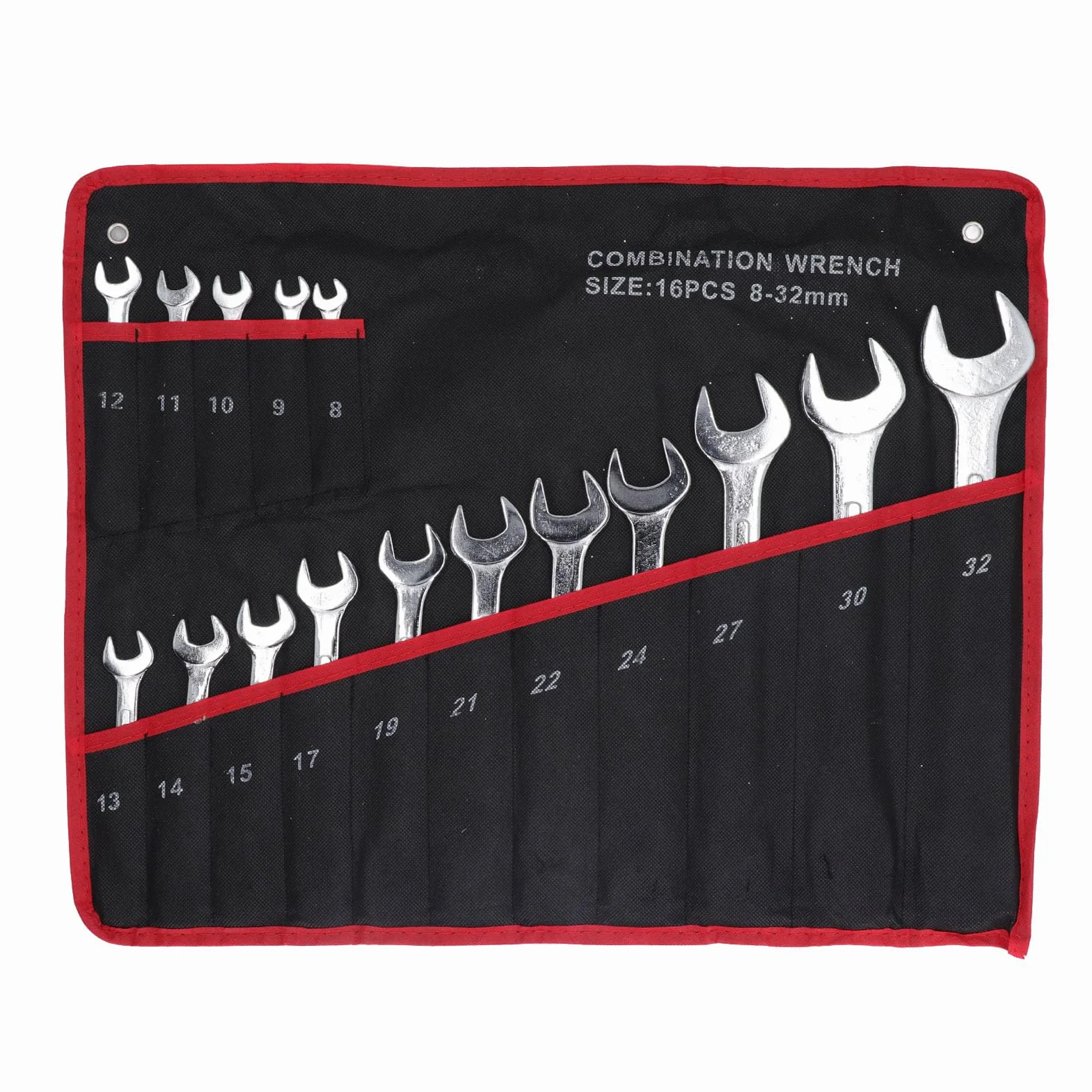 Generic Zestaw Kluczy Płasko-oczkowych 16 szt. Stal Cr-Vanadium o Wysokiej Wytrzymałości do Napraw Samochodowych i Przemysłowych 8-32mm