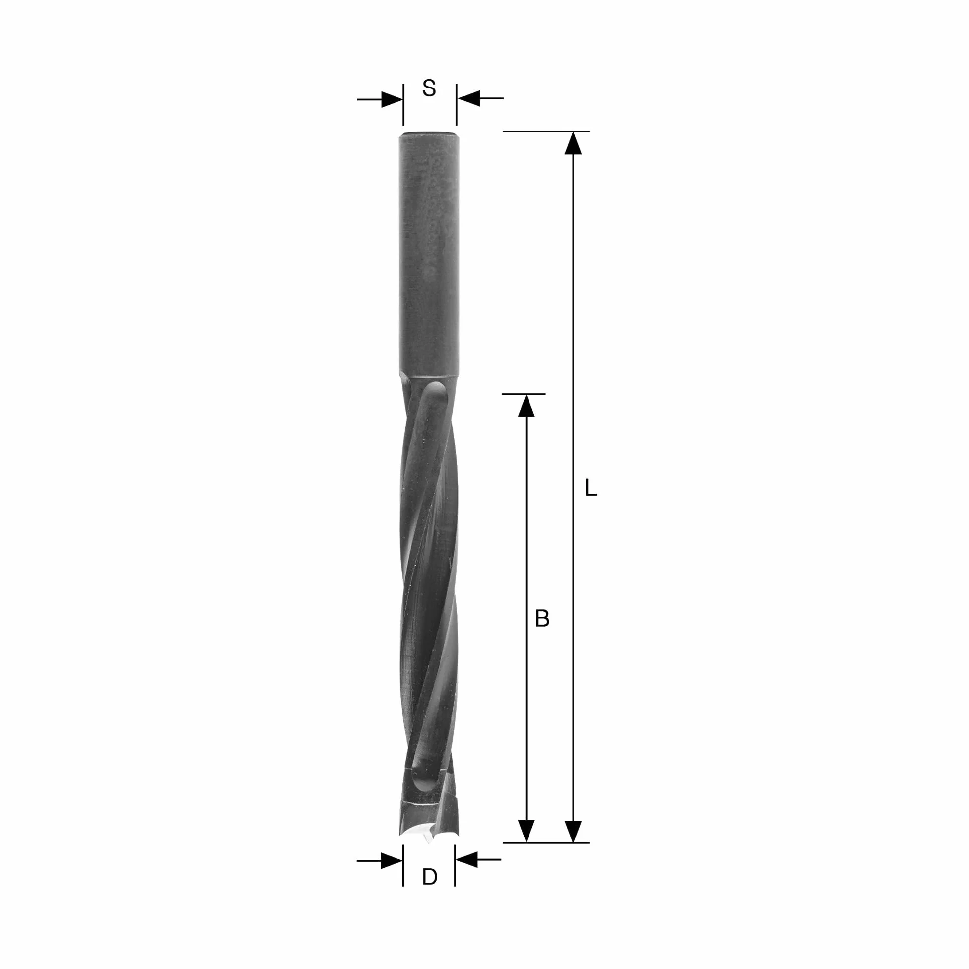 ENT 26409 Wiertlo krete do drewna z glowica w wegliku, chwyt (S) 14 mm, srednica (D) 14 mm, NL 105 mm, L 160 mm