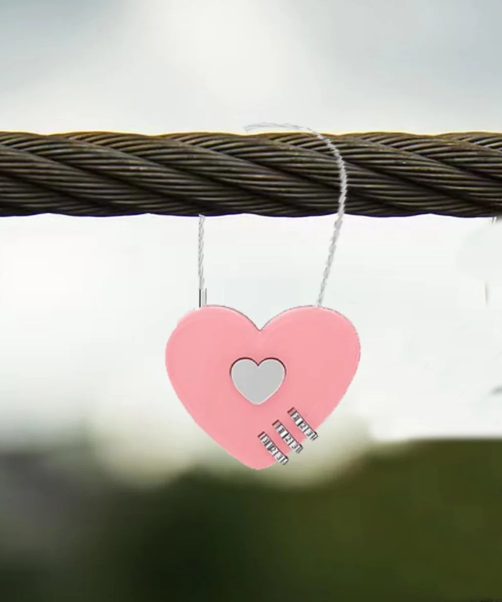 2 szt. kłódka z kodem szyfrowym, mini przenośna trwała szafka w kształcie serca do holu do plecaka bagażu plecaka na biżuterię pudełko na biżuterię (różowe)