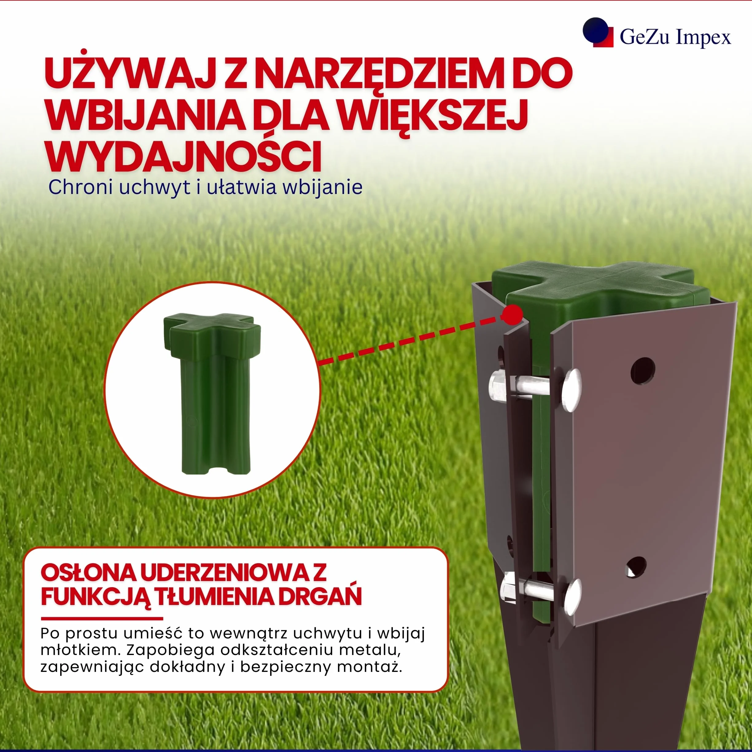 GEZU IMPEX Szybkozaciskowy Wspornik Wbijany 75 x 75 x 600 mm Zestaw 8 Kotwa Gruntowa Uchwyt Slupka Ogrodzeniowego Zacisk Wbijany Pokryty Proszkowo