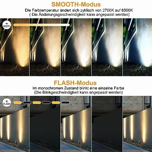 MEIKEE reflektory słoneczne ogrodowe z pilotem 6 sztuki 2700 K 4000 K 6000 K 3 poziomy jasności 2 tryby dynamiczne timer IP66 Wodoodporna słoneczna lampa ogrodowa do ścieżki ogrodowej na patio drzewo