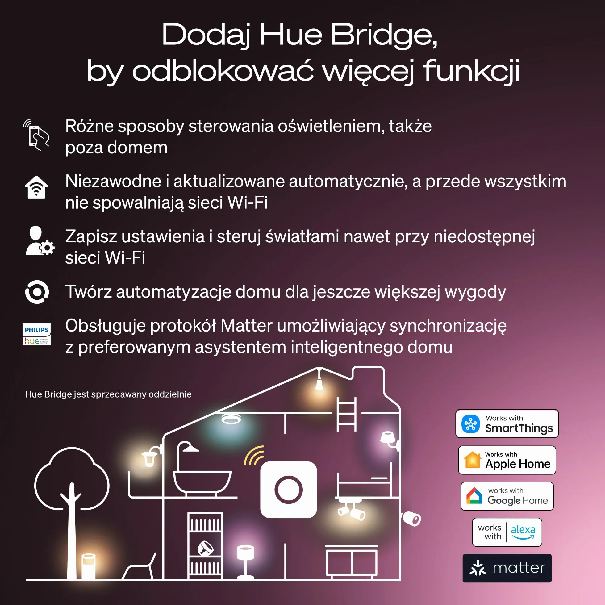 Philips Hue Smart LED A60, White & Color Ambiance, E27, 9,5W, 1100 lm, regulacja jasności, kompatybilna z Alexa, Google Assistant i Apple Home, 2 szt.