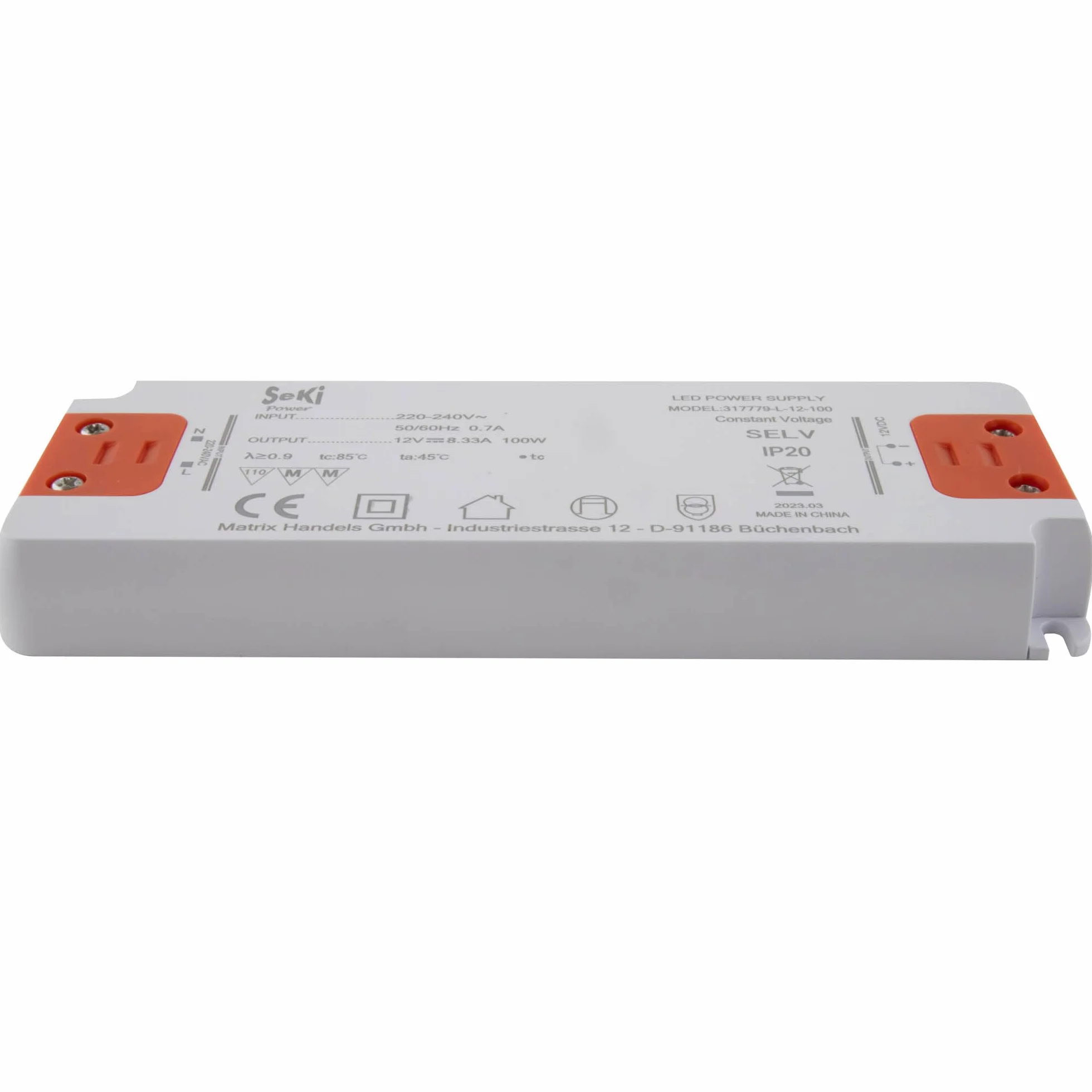 SeKi Zasilacz LED L-12-100 - 12 V - 8,33 A - 100 W; sterownik LED - transformator - zasilacz - sterownik - transformator - statecznik