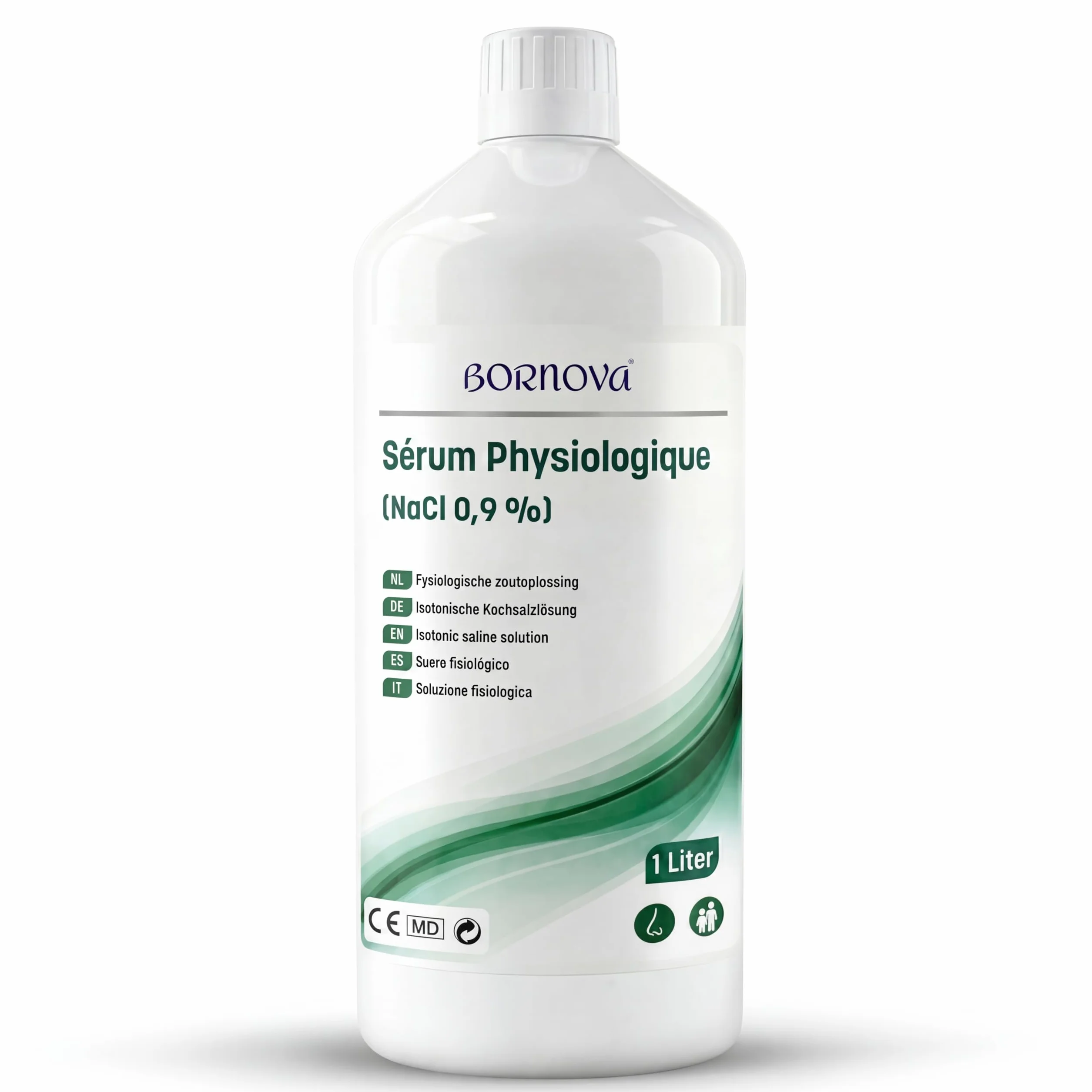 BORNOVA Roztwór soli fizjologicznej 1 l NaCl 0,9% izotoniczny do płukania nosa i mgły