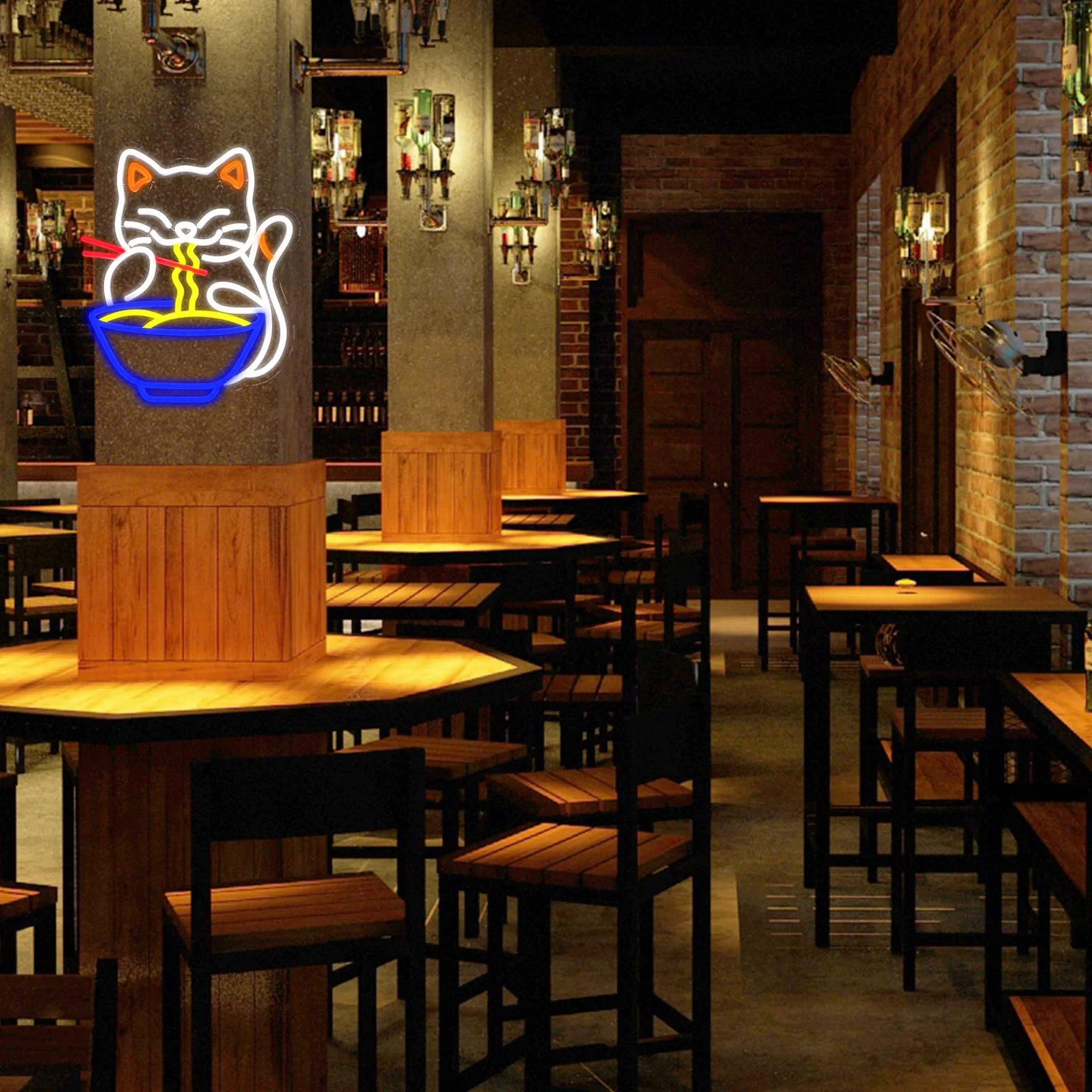 Kot Neon LED Znak Ścienny Kolorowy Makaron Restauracja Sklep Okno Kuchnia Bar