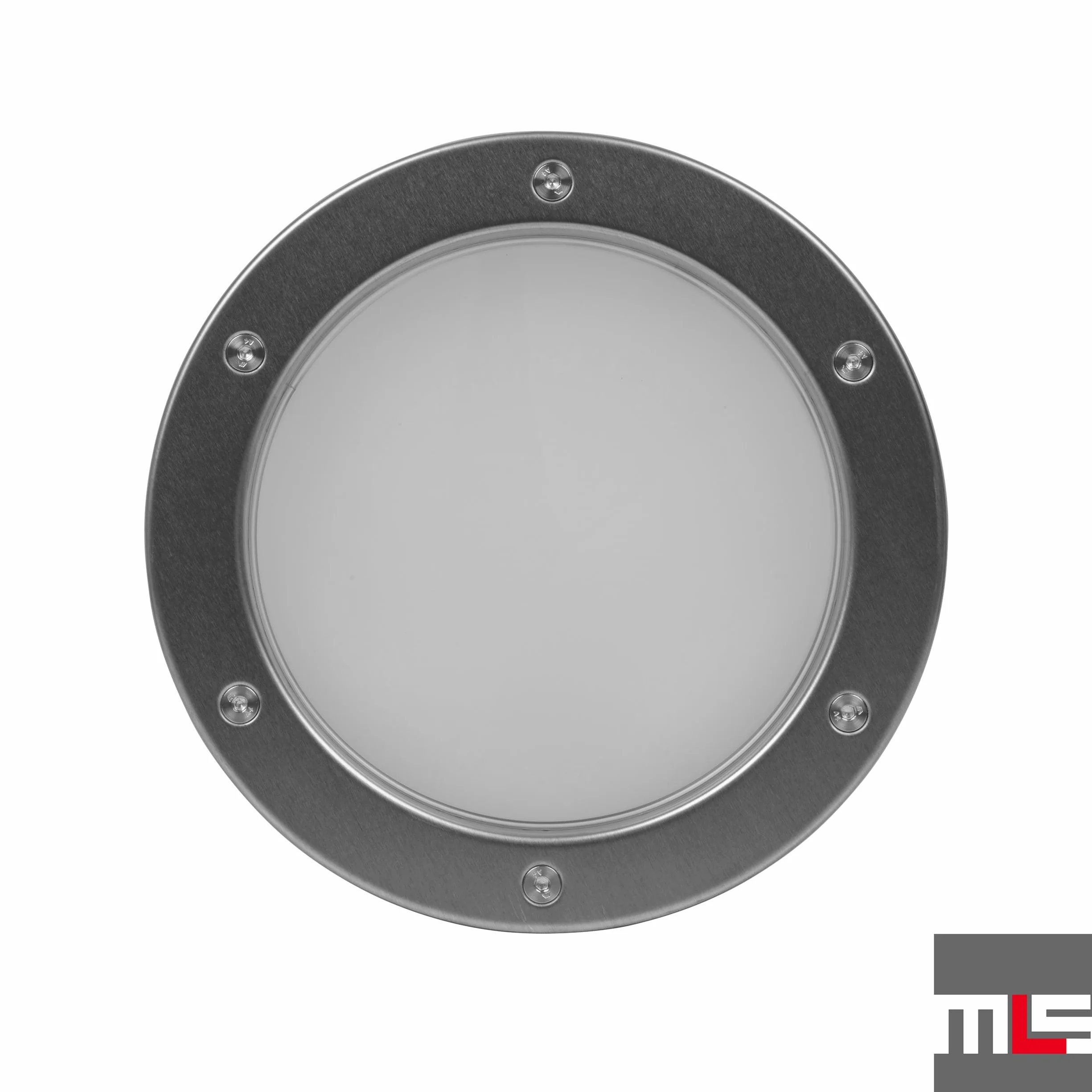 MLS B4000 AN Bulaj do Drzwi, z Wytrzymałego Aluminium, Bezpieczne Szkło VSG, Odpowiedni do Drzwi o Grubości 40 mm, Widoczne Śruby Montażowe, Naturalne Aluminium, Średnica 300 mm, Szkło Matowe