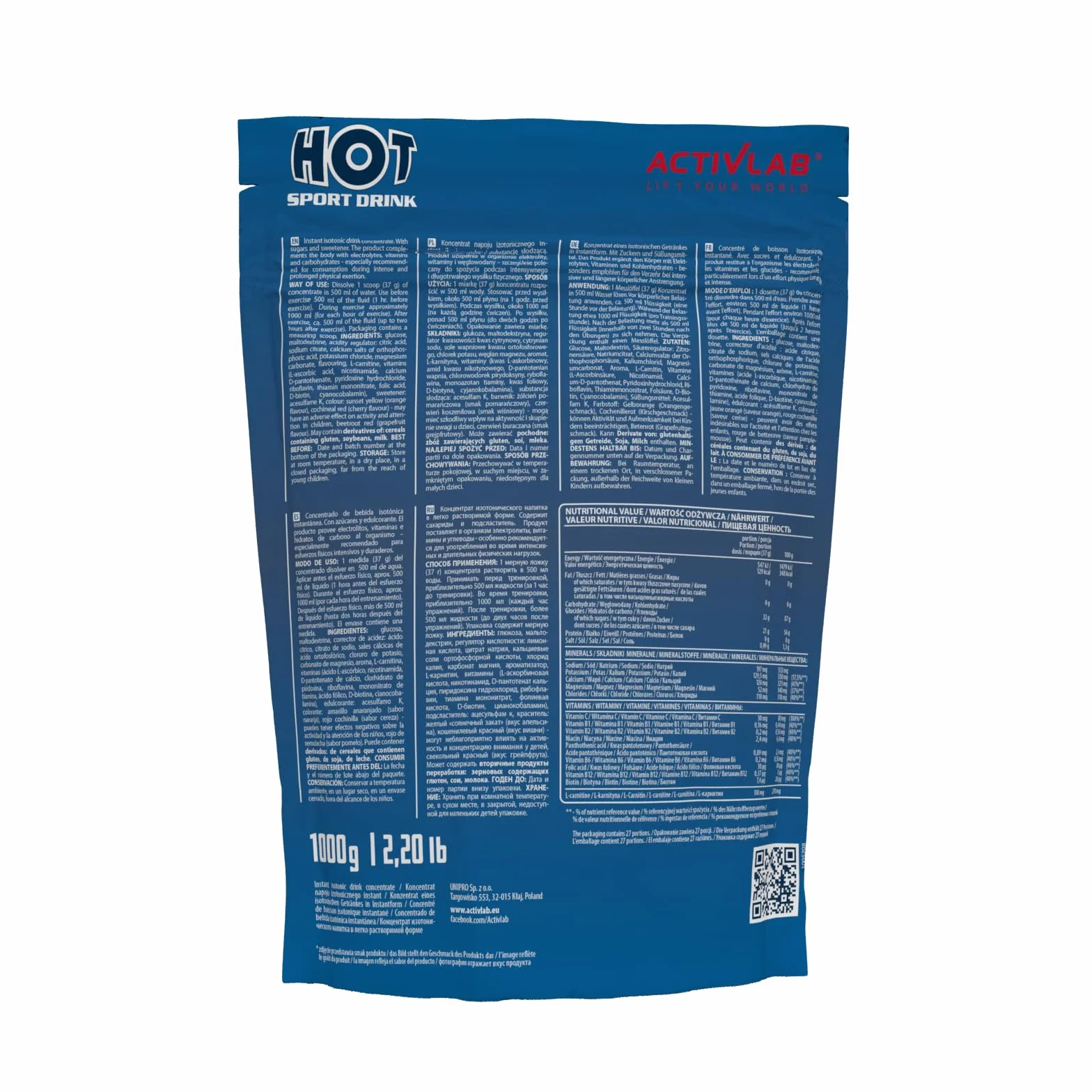 Activlab, Hot Sport drinki izotoniczne, grejpfrut, 1 opakowanie (1 x 1000 g)