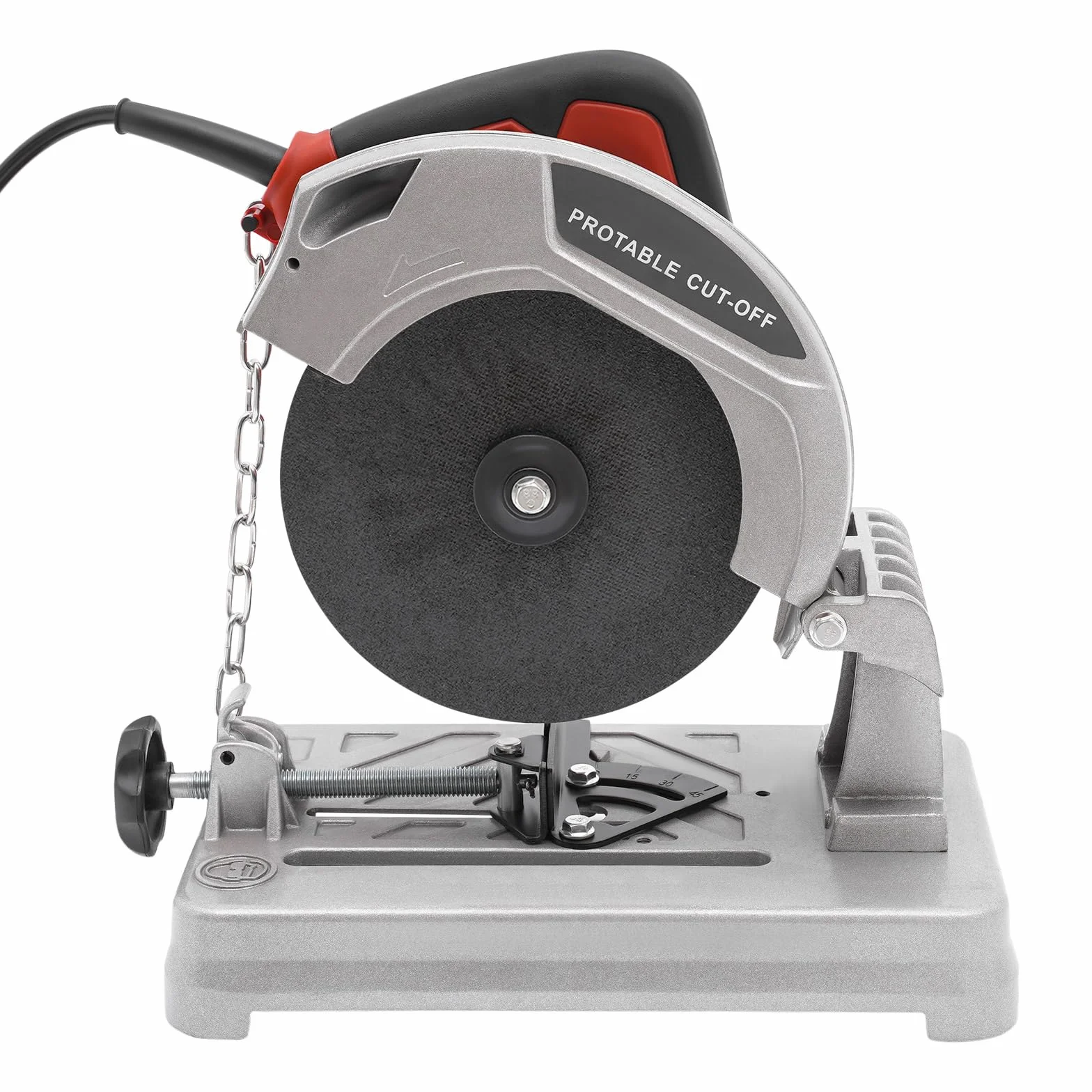 Piła ukośna do metalu 1200 W – piła ukośna z prędkością 5200 obr./min, kąt cięcia 0-45°, brzeszczot 185 mm, do cięcia stali, metali nieżelaznych, profili żeliwnych (czerwona)