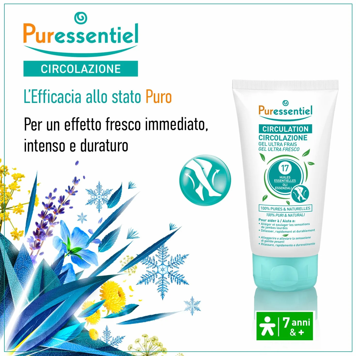 Puressentiel odświeżający żel chłodzący na krążenie krwi z 17 olejkami eterycznymi 125 ml