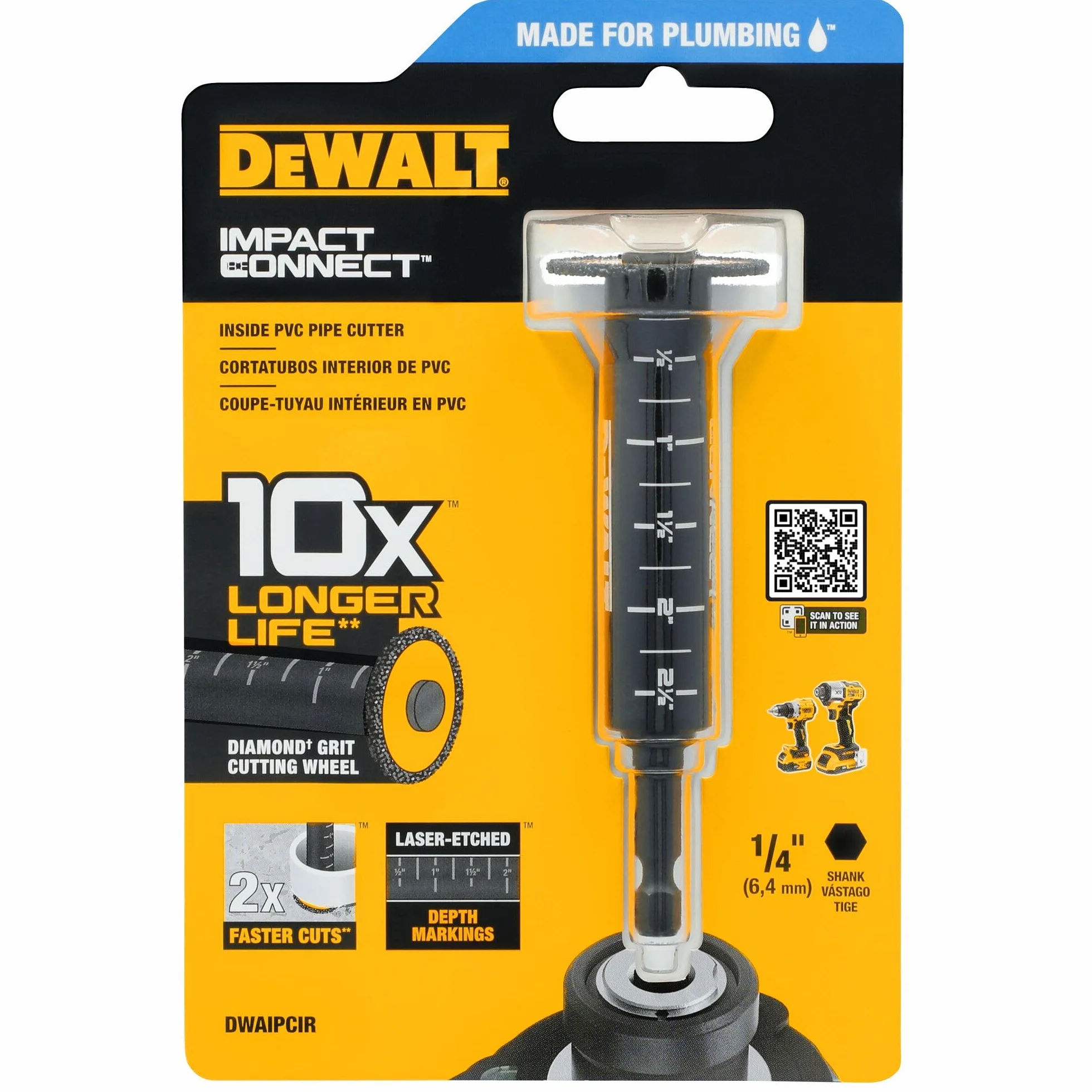 DEWALT Przecinak do rur Impact Connect, frez PVC, diamentowe koło tnące (DWAIPCIR)
