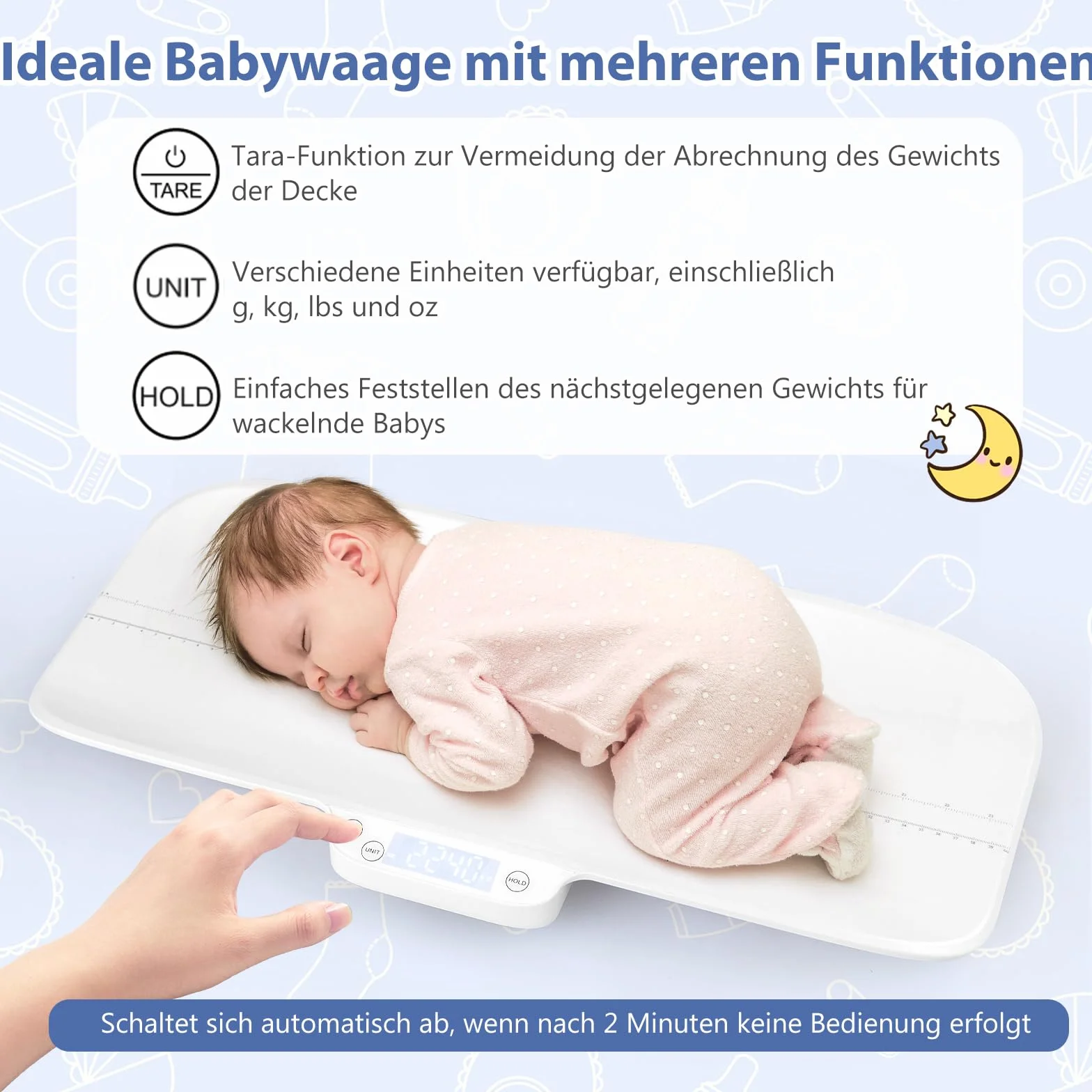 COSTWAY Cyfrowa Waga Dziecięca Bluetooth 30 kg 4 Tryby Pomiaru Funkcja Tary