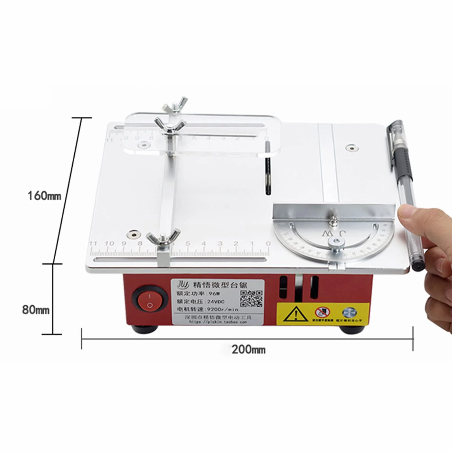 Stołowa pilarka tarczowa, elektryczna mini piła stołowa, 220 V, 9200-9500 obr./min, odkurzacz z własnym wyposażeniem