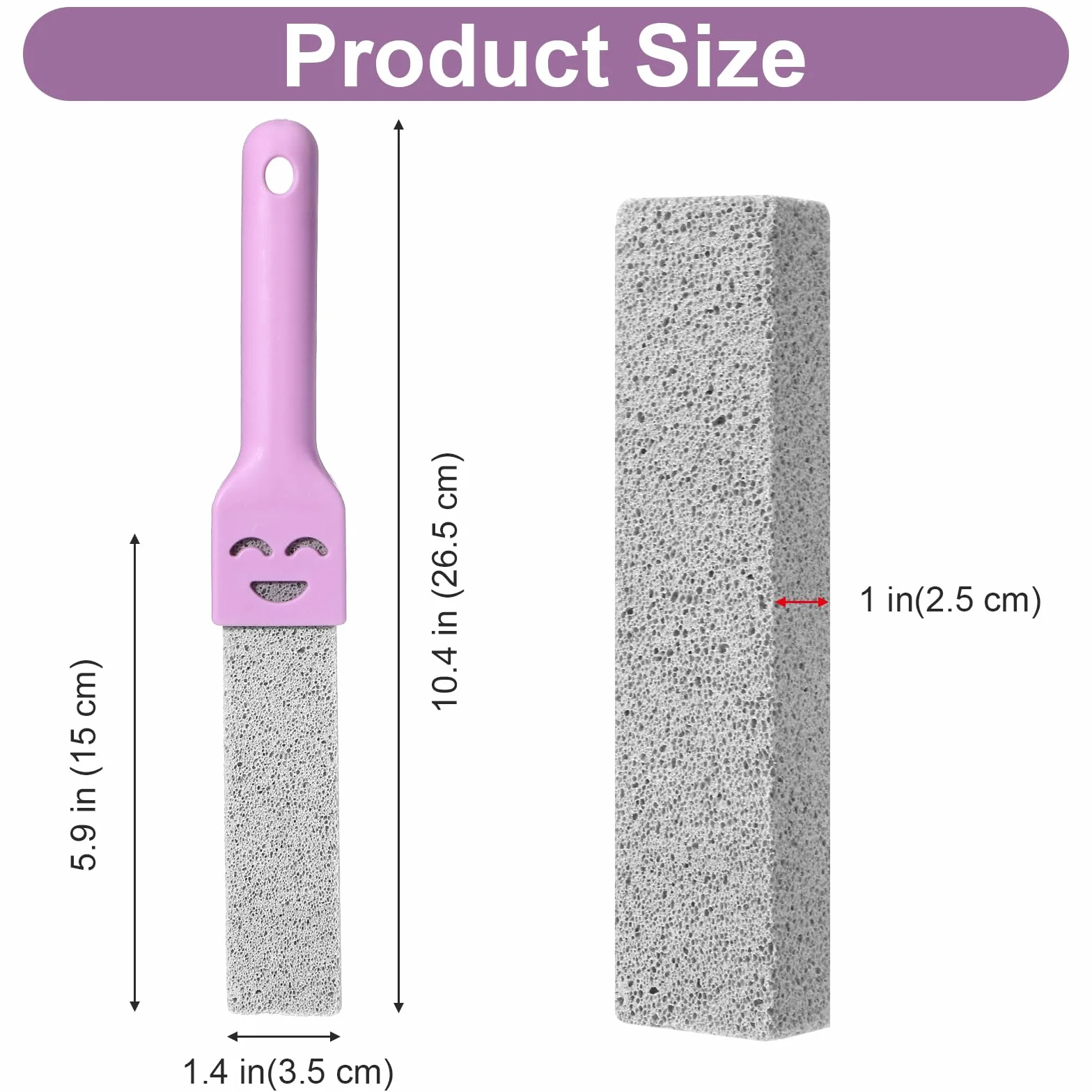 Pumice Stone środek do czyszczenia toalety, z 2 różowymi uchwytami, do toalety, piekarników, basenów, grilla i wanny, 4 sztuki