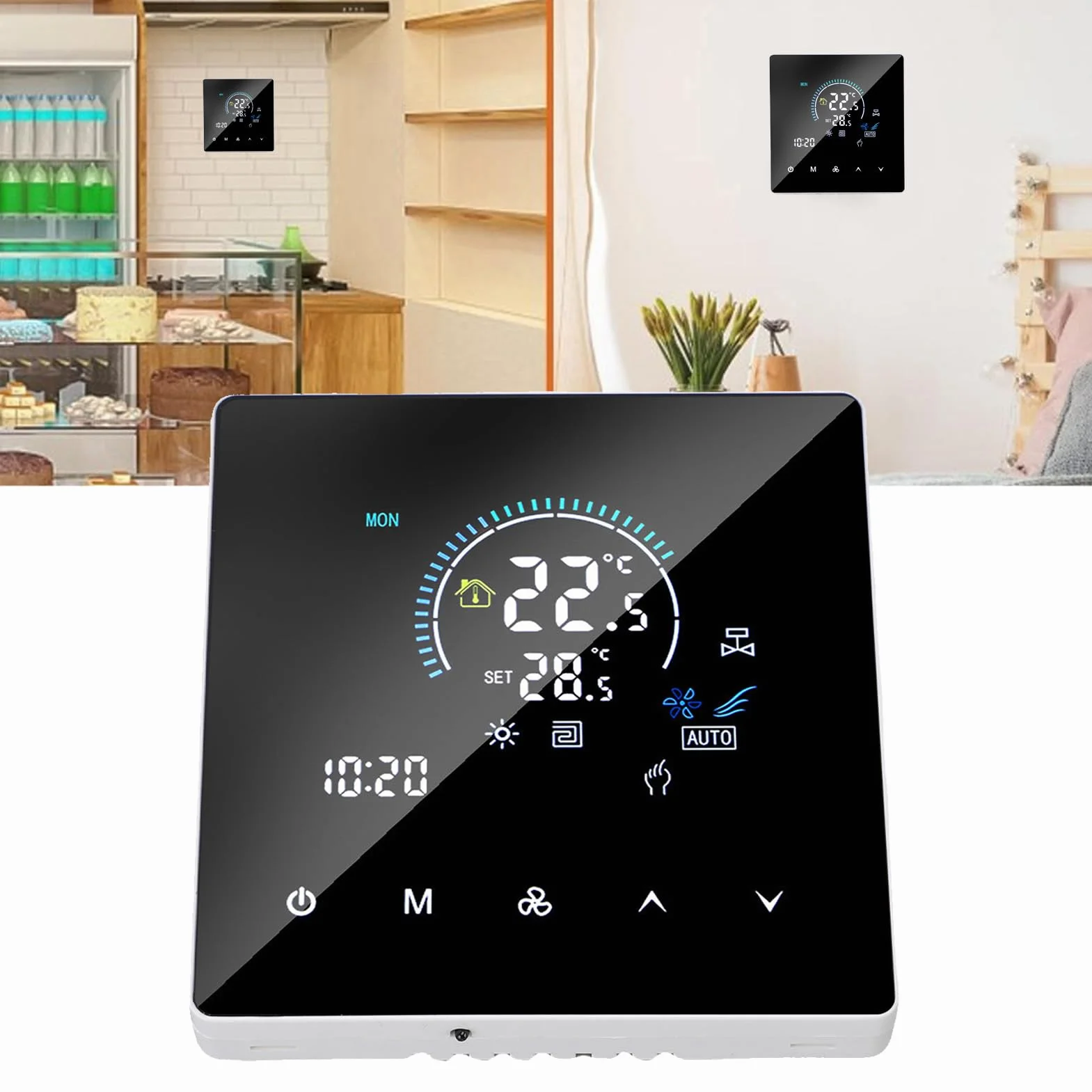 Smart Color Central Air Condither Thermostat Programowalny ekran dotykowy, z programowalnym zasięgiem 5-60 ℃ dla biur centrów handlowych hotele