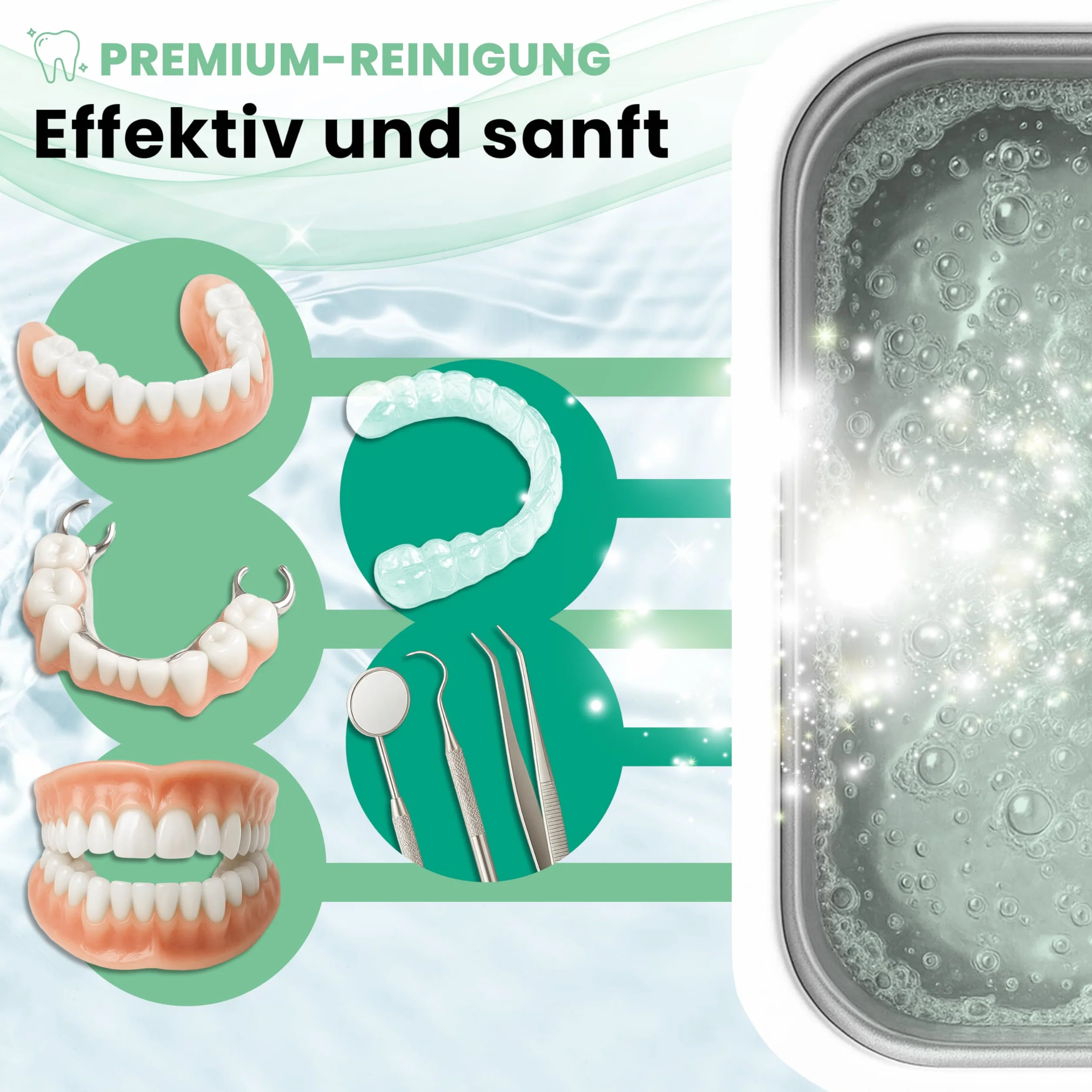 Treufix Koncentrat do czyszczenia ultradźwiękowego Dental 750 ml – do protez, protez, protez, spinek, szyn, skuteczne czyszczenie produktów dentystycznych, chroni materiał i efektywność – Made in DE